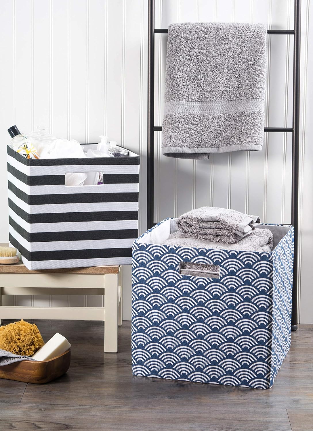 DII Polyester Cube Storage Collection Collapsible Hard Sided Bin, 13x13x13, Black