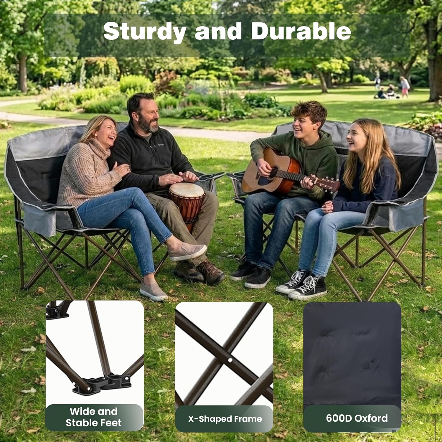 SUNNYFEEL Folding Double Camping Chair Oversized Loveseat for Adults