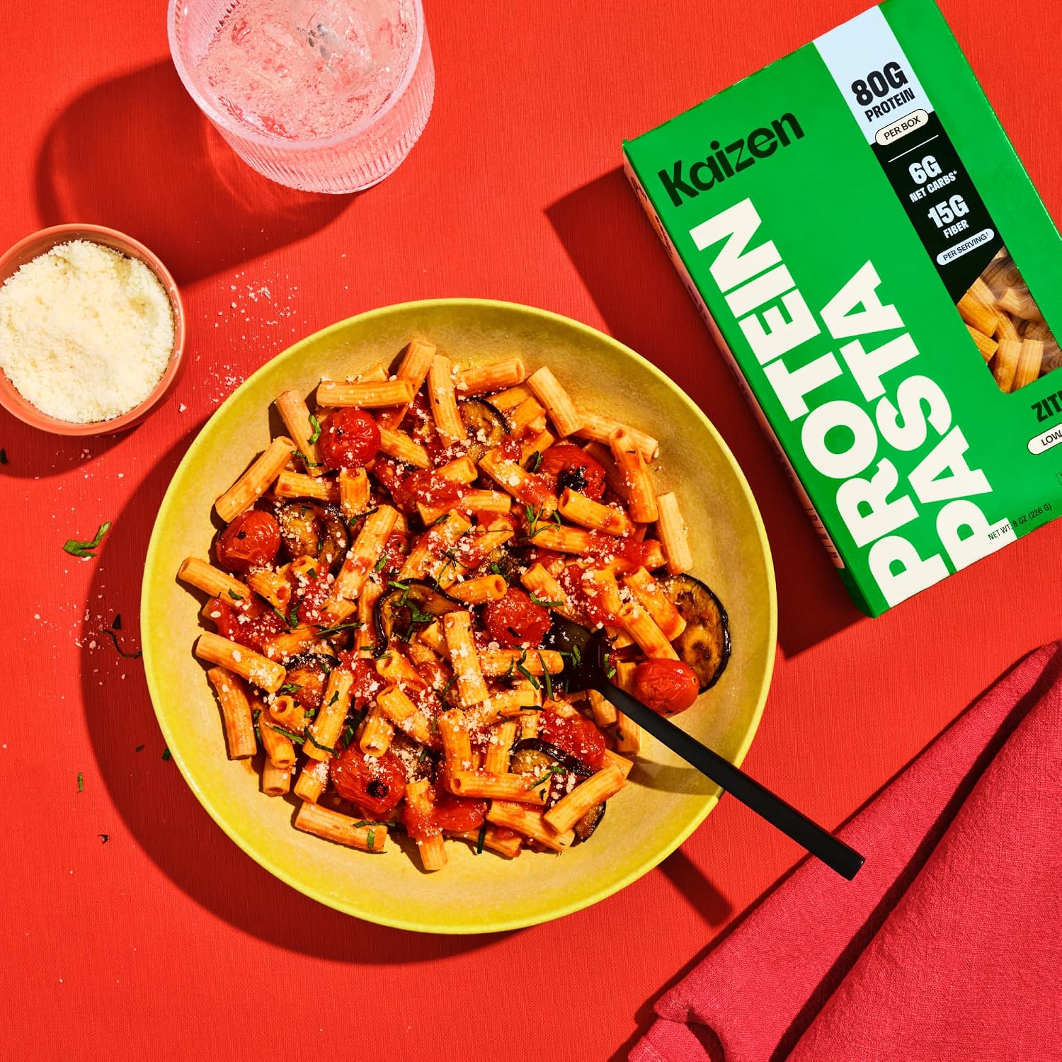 Kaizen Low Carb Pasta, 20g High Protein, 6g Net Carb, Ziti 8 Oz (3-Pack) | High Fiber 15g, Gluten-Free, Keto-Friendly, Plant-Based Lupini Noodles