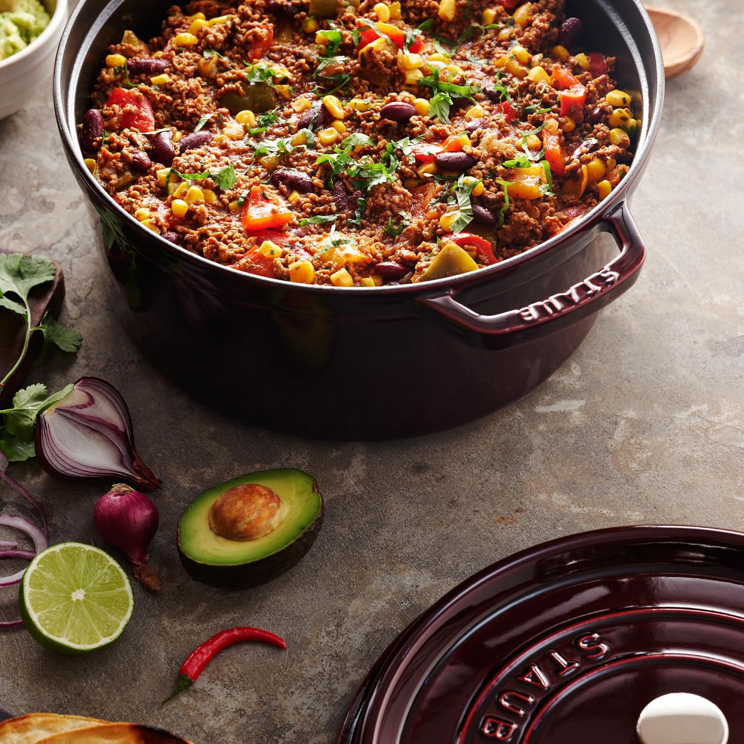 Staub Cast Iron 5.5-qt Round Cocotte - Grenadine, Made in France