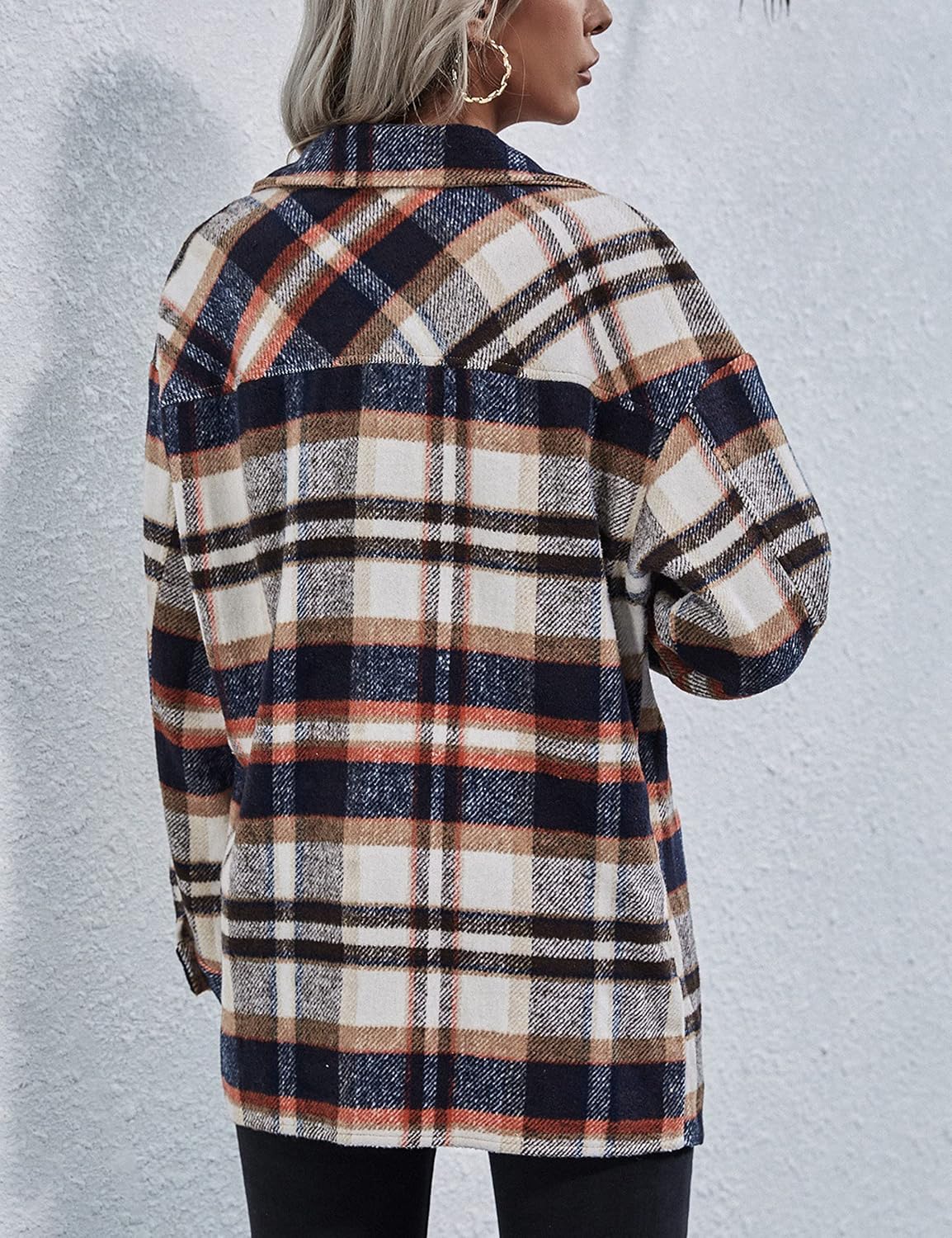 Yeokou Women's Plaid Flannel Shacket Oversized Button Down Long Sleeve Shirt Jacket Casual Spring Fall Outfits