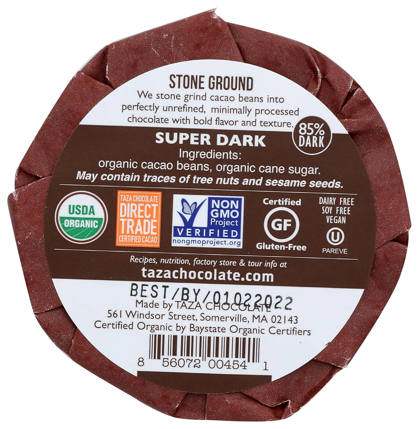 Taza Chocolates, Disc Chocolate Super Dark, 2.7 Ounce