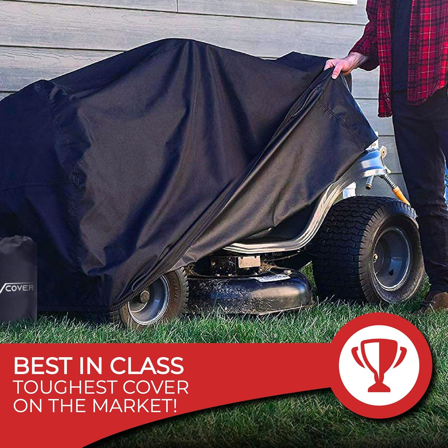 600D Riding Lawn Mower Cover - Up to 54 in Deck, Black - Waterproof Protection for Zero Turn Mower - UV & Dust Shield for Lawn Tractor - Compact Storage for Tractor Accessories
