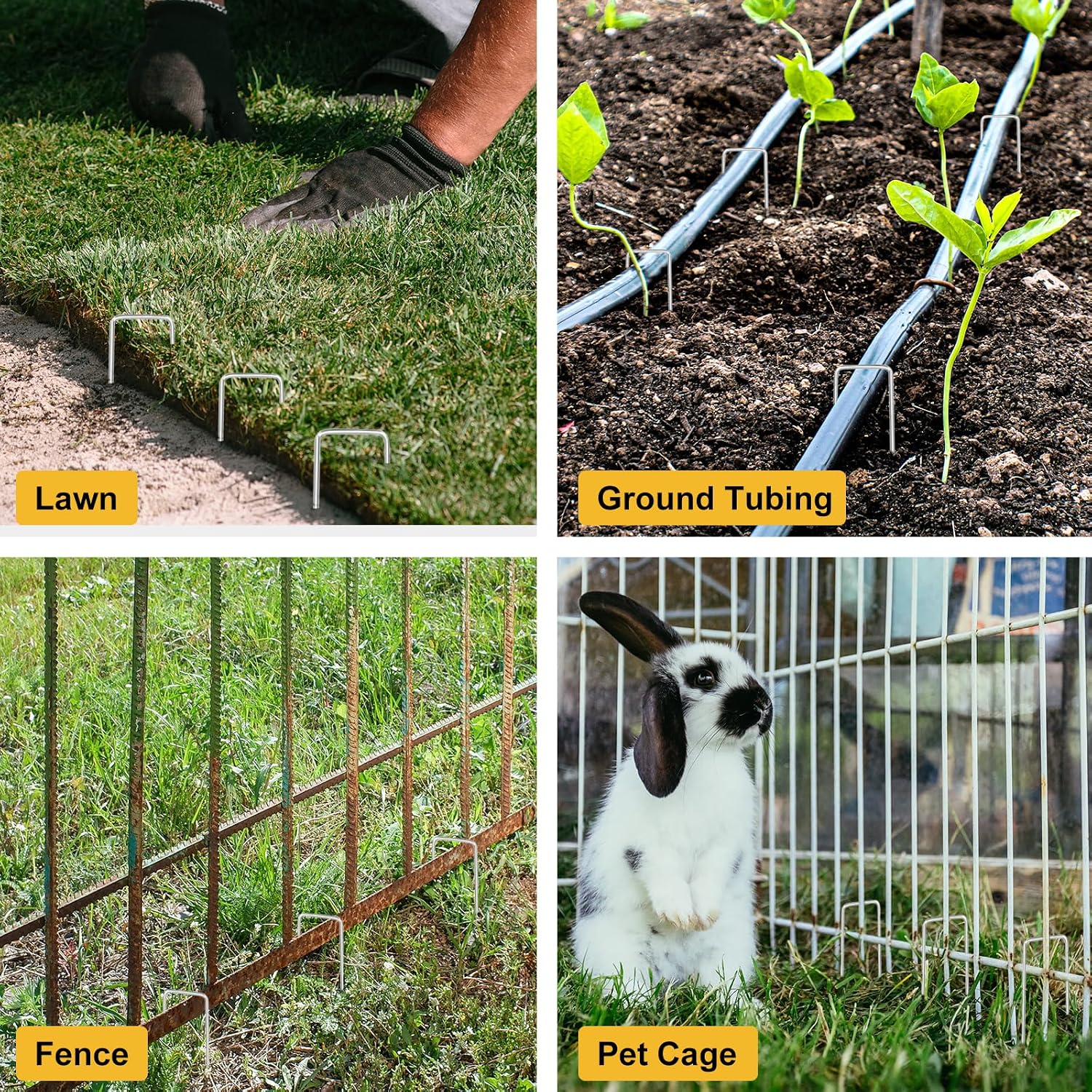 HongWay 240 Pack Landscape Staples 6 Inch, Galvanized Garden Stakes