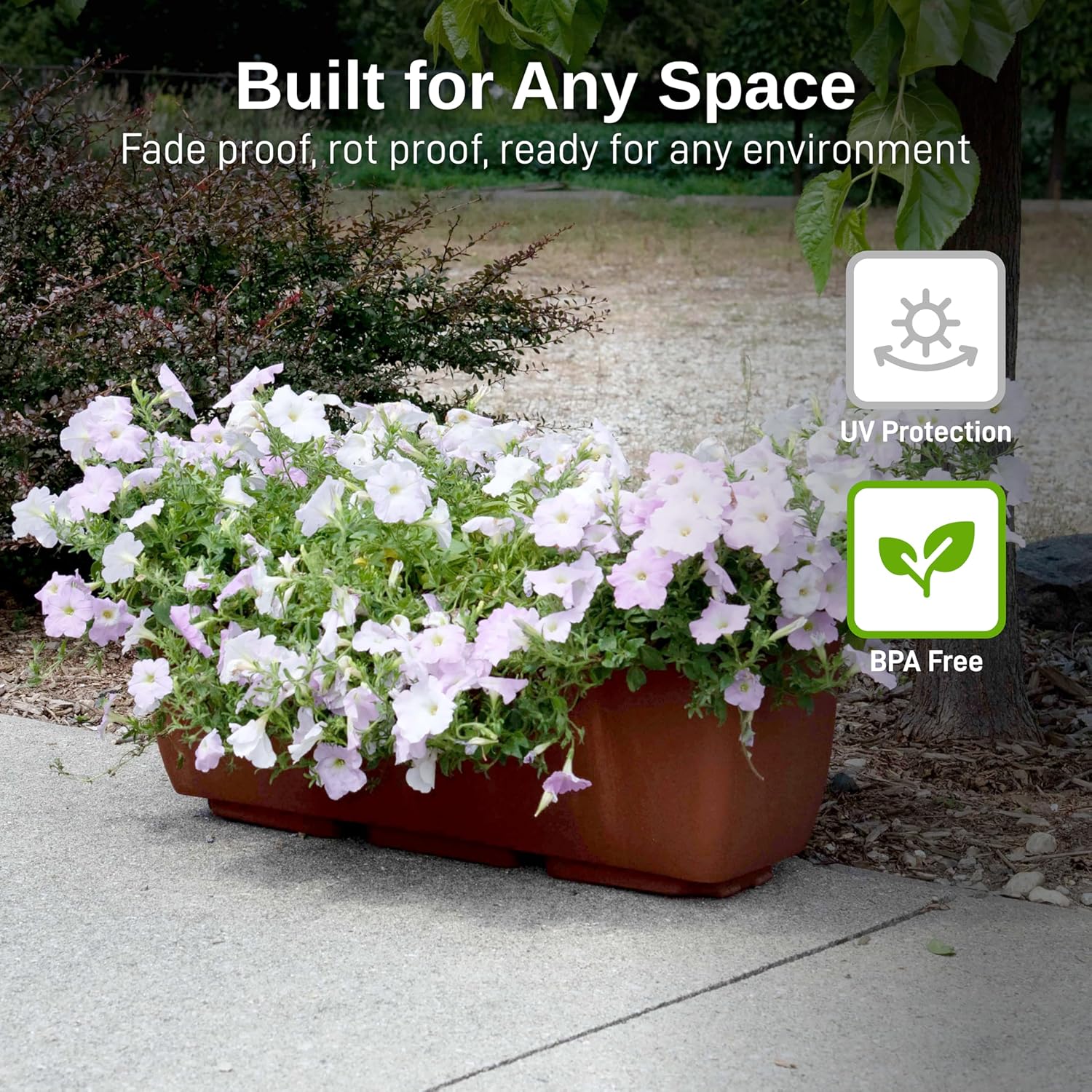 RTS Home Accents 30" Urban Rectangular Garden Planter, Graphite - Stylish, Durable, and Weather-Resistant Planter for Outdoor Gardens, Patios, and Urban Spaces