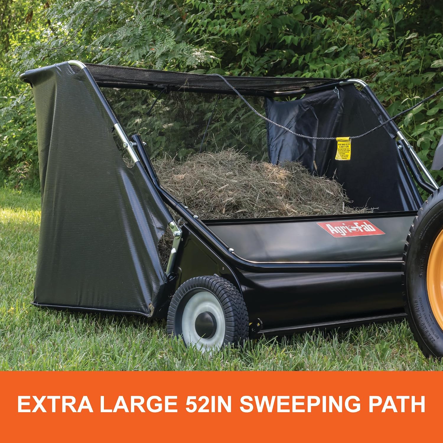 Agri-Fab 45-0546 52" Tow-Behind Lawn Sweeper, 26 cu. ft Hopper Bag Capacity, Leaf & Grass Catcher