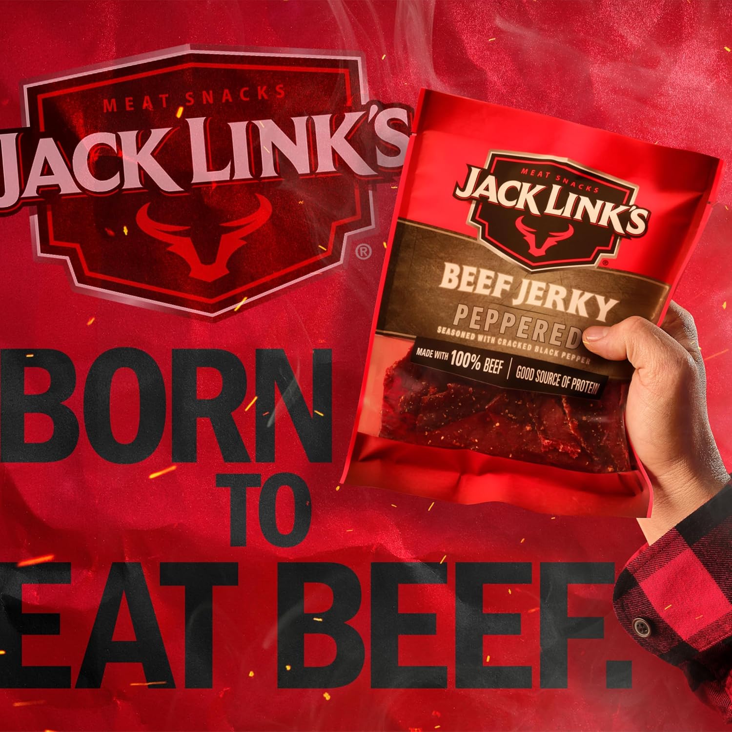 Jack Link's Peppered Beef Jerky Half Pounder - 8 oz Large Jerky Bag - Ready to Eat Real Meat Protein Snacks - 9g Protein per Serving - Made with 100% Real Beef | Large Jerky Bag - Ready to Eat Real Meat Protein Snacks - 9g Protein per Serving - Made with…
