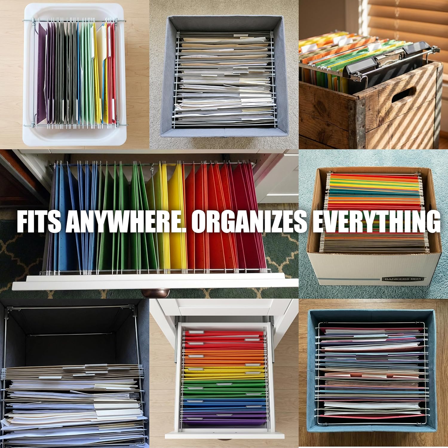 Officemate Hanging File Frame, Letter Size (Fits 24″–27″), Adjustable Heavy-Duty Steel File Drawer Organizer for Desks, Cabinets & Shelves (91964)