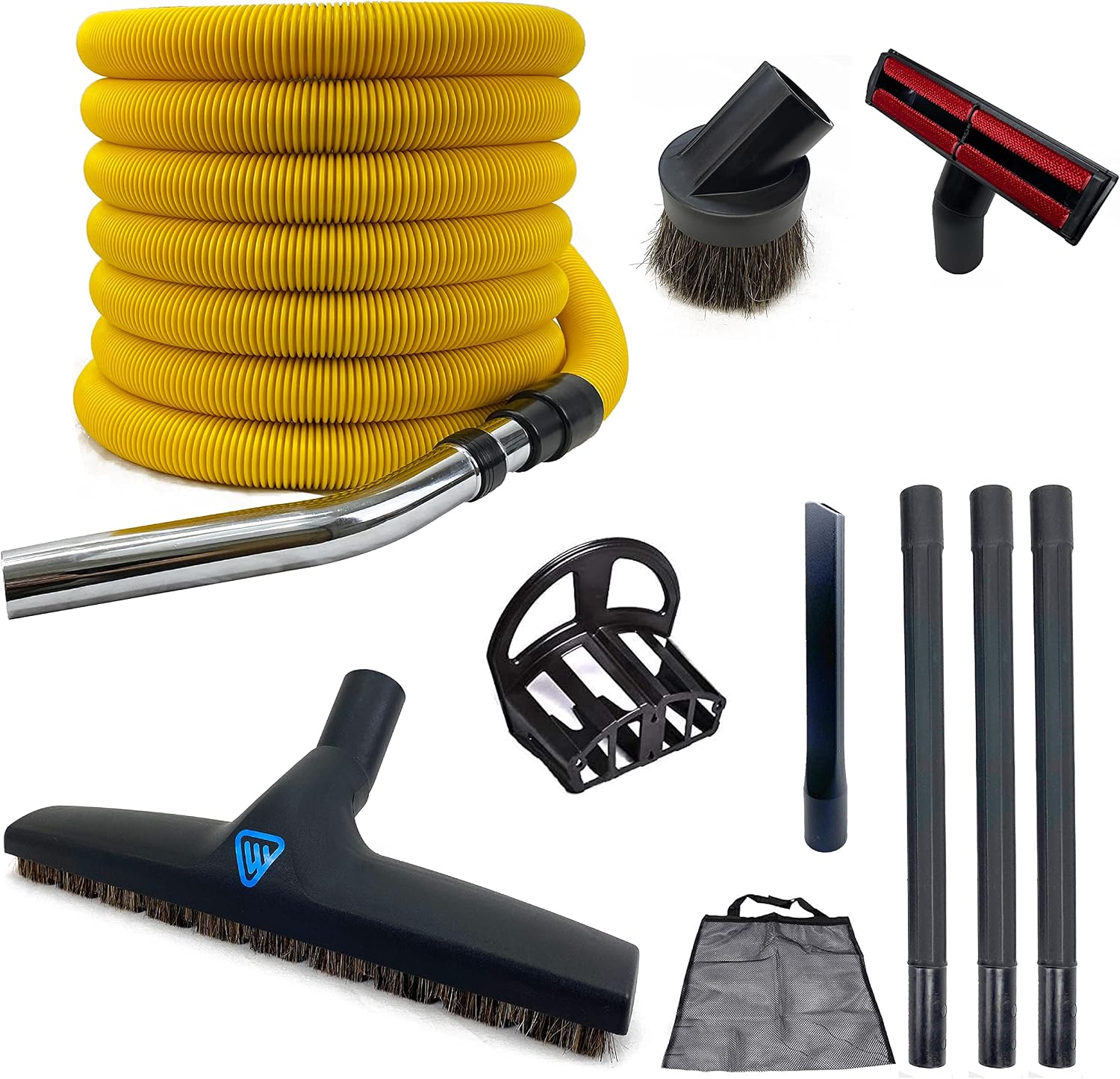 Wessel-Werk Garage Central Vacuum Hose Kit with 35-Foot Yellow Crushproof Hose and Accessories