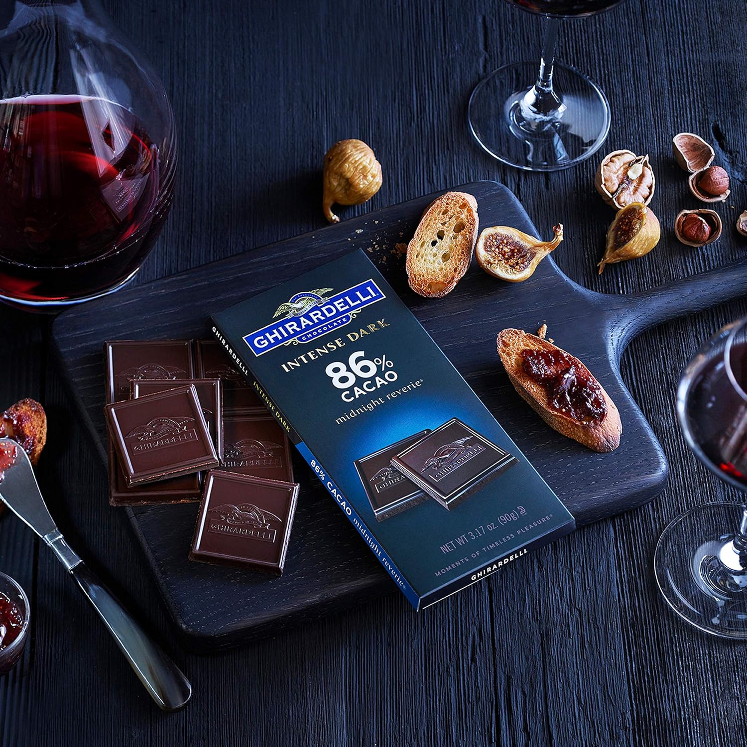 GHIRARDELLI PREMIUM DARK Chocolate Bar, 86% Cacao, 3.17oz Bar, 12 Pack