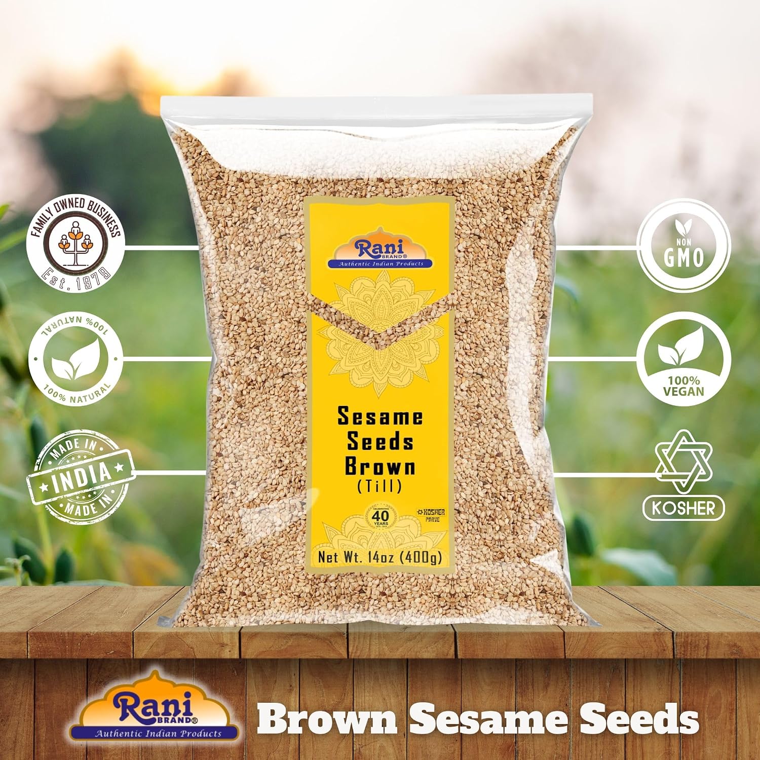 Rani Sesame Seeds Whole Brown, Raw (Till) 28oz (800gm) ~ All Natural | Gluten Friendly | NON-GMO | Vegan | Indian Origin