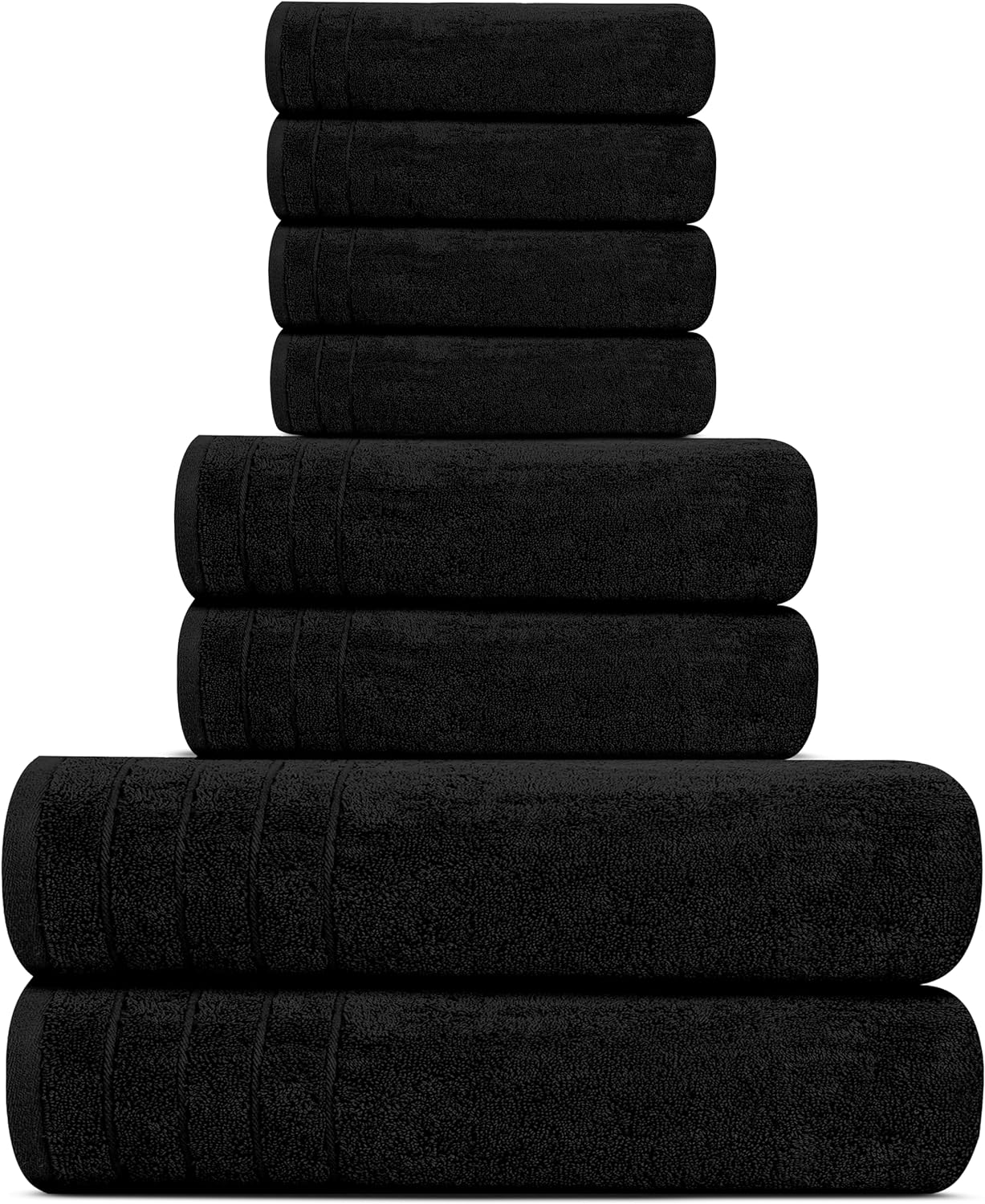Tens Towels 8 Piece Towel Set, 2 XL Bath, 2 Hand, 4 Washcloth, Dark Grey