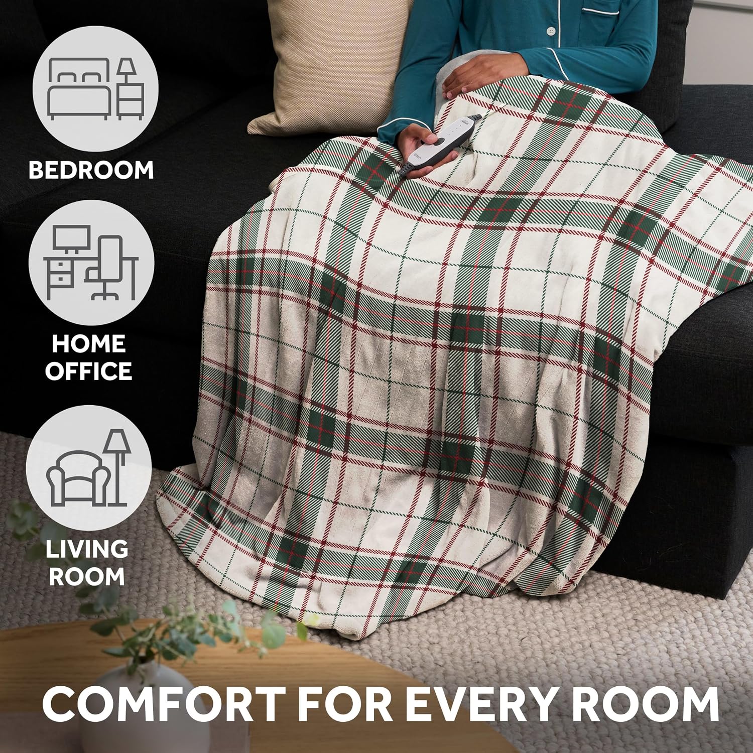 Sunbeam Electric Royal Posh Velvet Heated Blanket, 12 Heat Settings, 12-Hour Selectable Auto Shut-Off, Fast Heating, Warm and Lush, Champagne Color, King, 90" x 100"