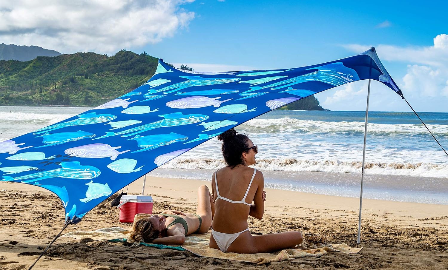 Neso Portable Beach Tent Sun Shelter with Sand Anchor - Lightweight Beach Shade Canopy - Easy Setup for Family Outings - Patented Reinforced Corners - UPF 50+ Sun Protection - 7 x 7ft - White
