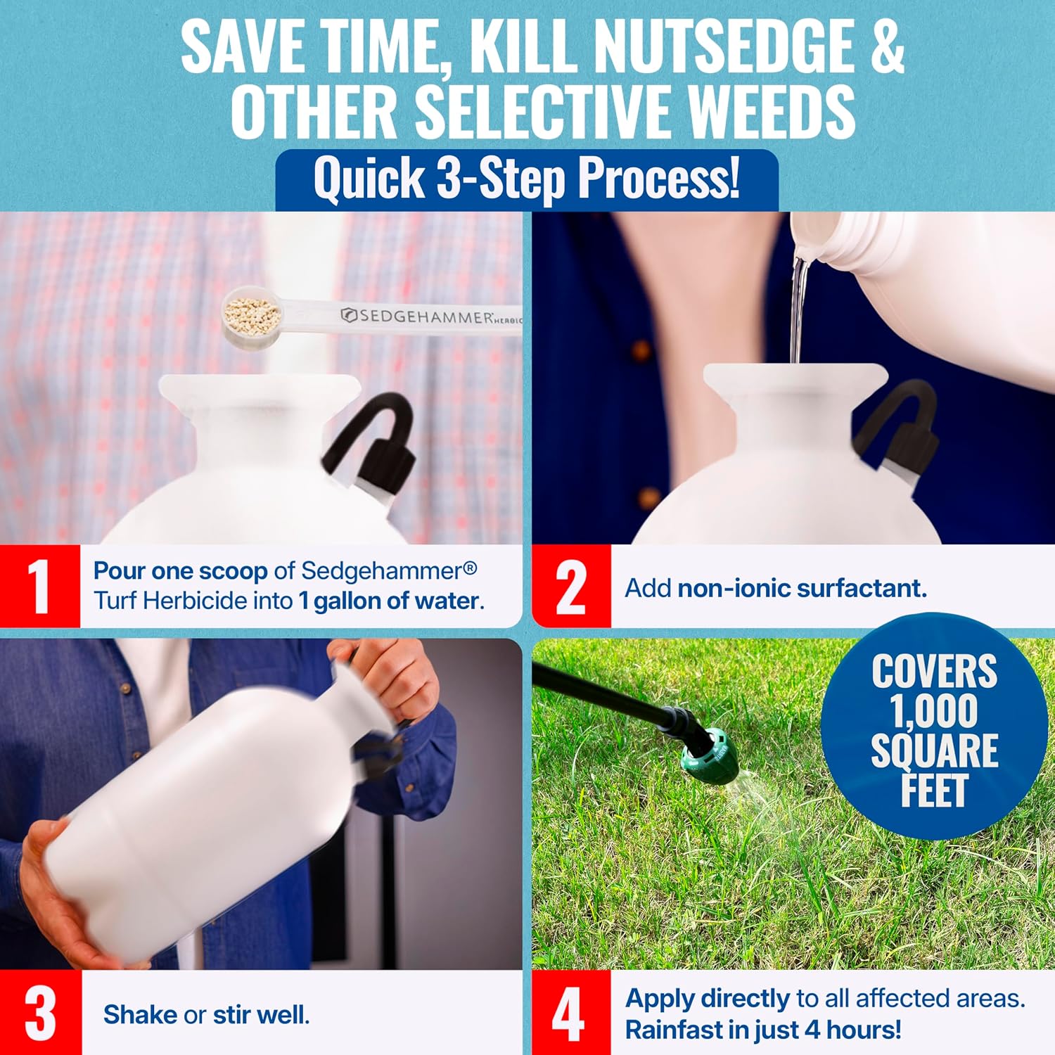 Sedgehammer 51516 Nutsedge Herbicide | Kills Yellow and Purple Nutsedge, Green Kyllinga, Selective Weed Killer for Lawns, Gardens and Landscapes