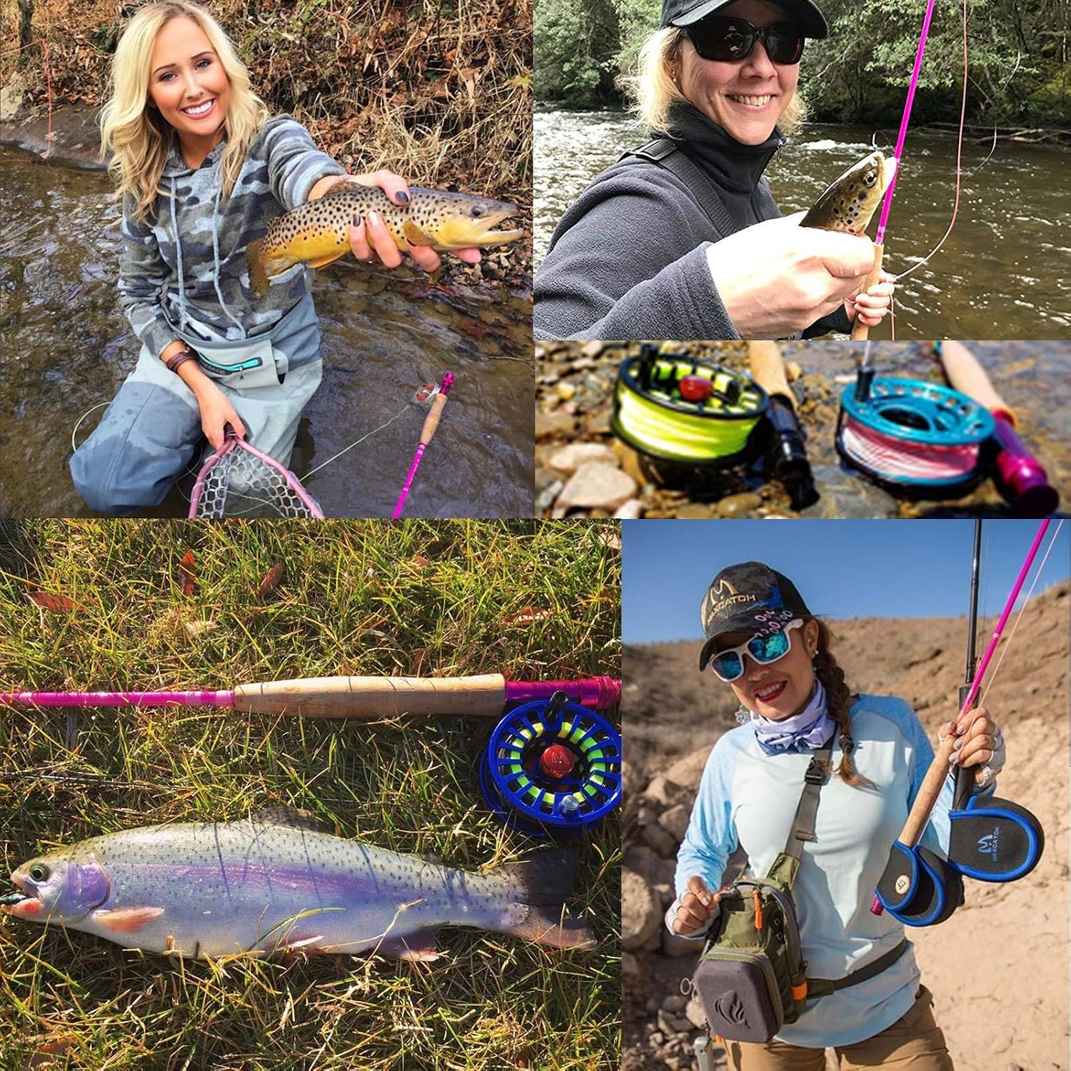 Maxcatch Women's Elegant Pink Fly Fishing Rod: 2/5-weight with Rod Tube