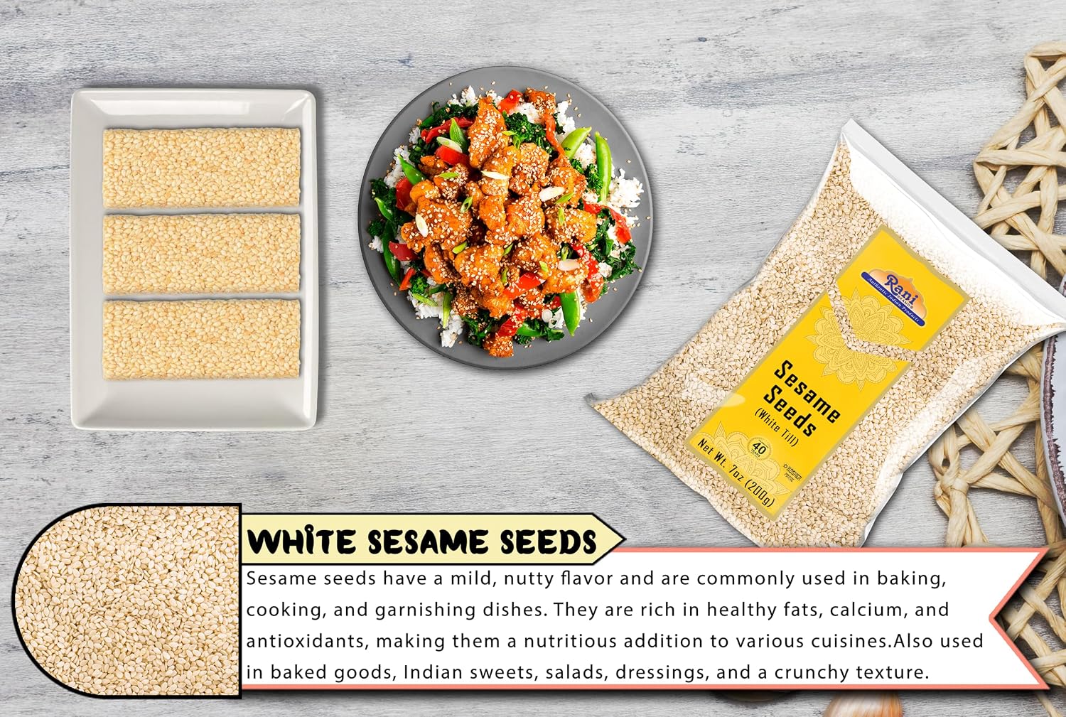 Rani Sesame Seeds Whole Brown, Raw (Till) 28oz (800gm) ~ All Natural | Gluten Friendly | NON-GMO | Vegan | Indian Origin