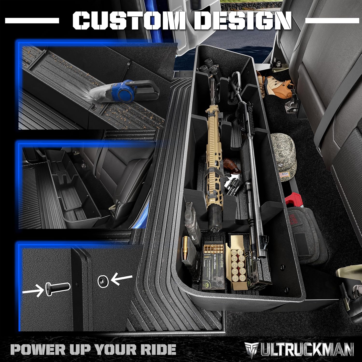 Under Seat Storage Box for F-150 Crew Cab & Super Duty 2015-2026 | Foam-cut for long gear. Hidden. Waterproof. No-drill. ULTRUCKMAN — Built for the Haul.