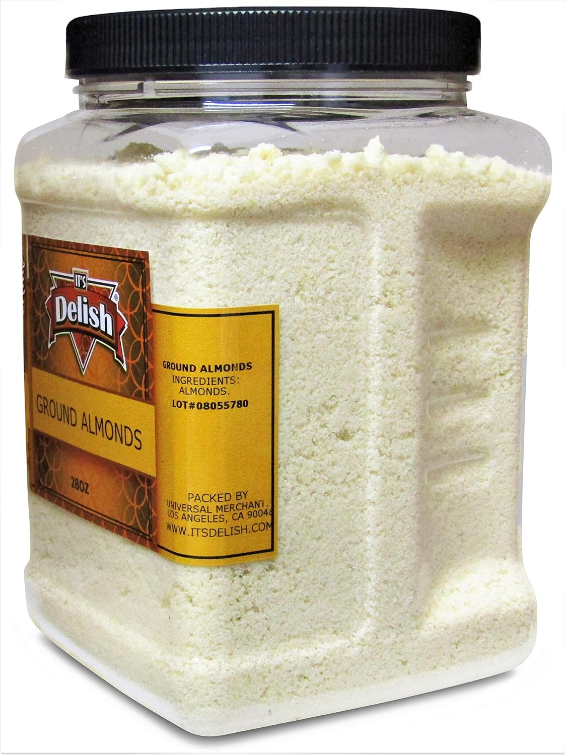 Gourmet Ground Almond Powder (Pure Kosher Meal) by Its Delish – 28 Oz Jumbo Reusable Container – Great Tasting Flour Substitute – All Natural