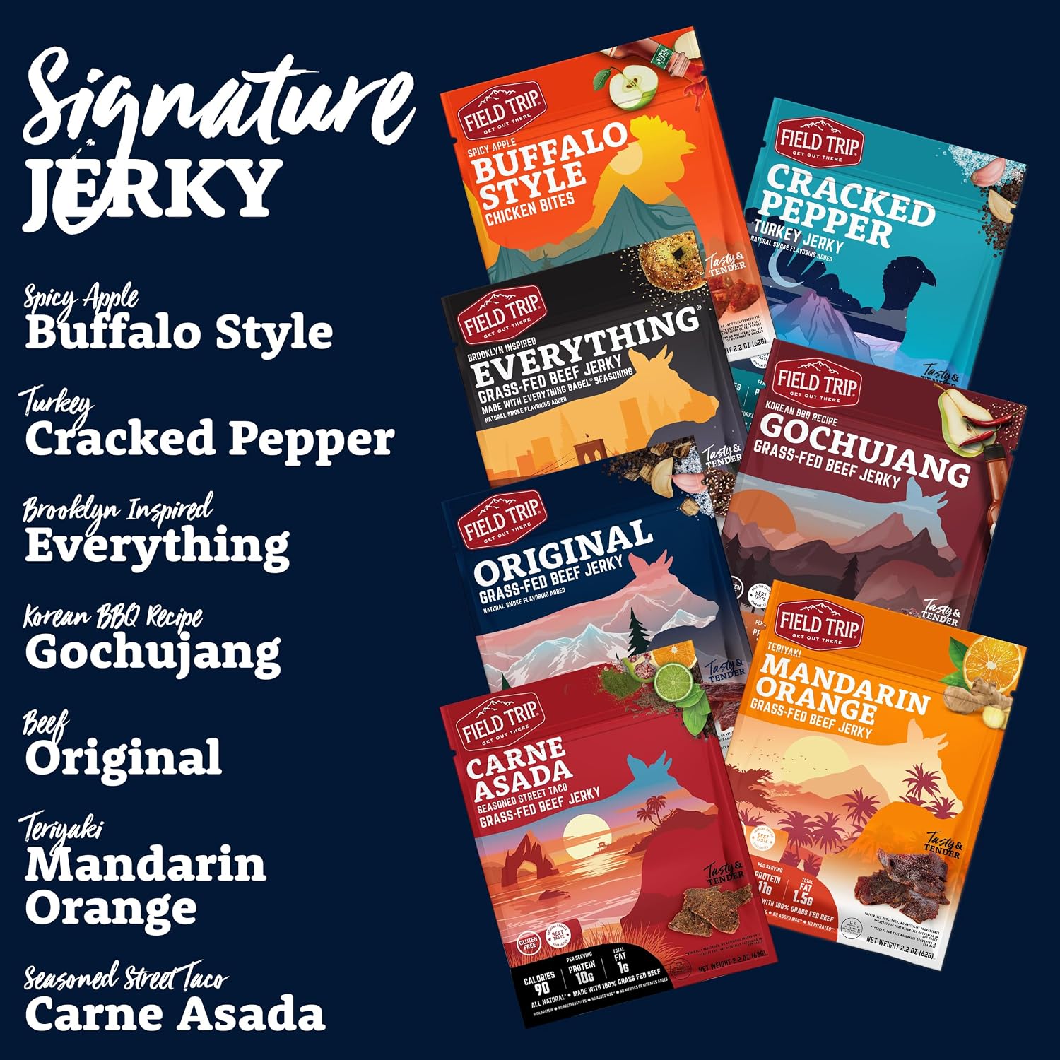 Field Trip Beef Jerky, Original, 1 Oz Bag, 12 Bags/carton | Grass Fed Beef Jerky, Healthy Gluten Free Snacks, All Natural, Paleo-Friendly Beef Jerky, High Protein, Low Carb, No Nitrates