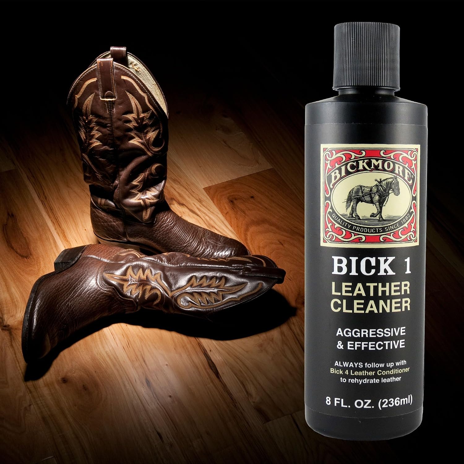 Bickmore Bick 1 Leather Cleaner 8 oz | Cleans dirt, oil, sweat, salt and water stains from all colored, white and black leather.