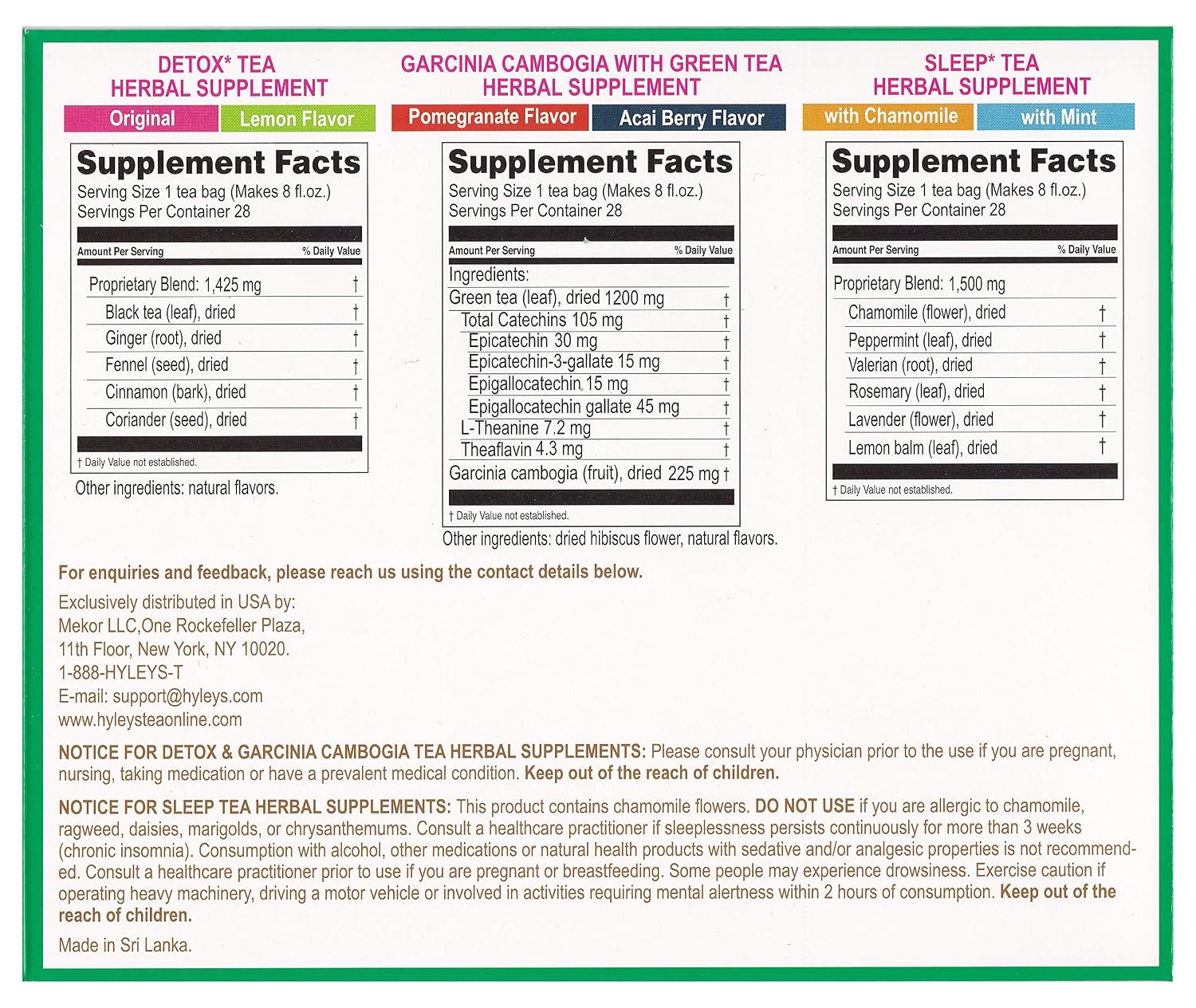 Hyleys 14 Day Weight Loss Tea, Garcinia & Matcha Green Tea, 42 Tea Bags