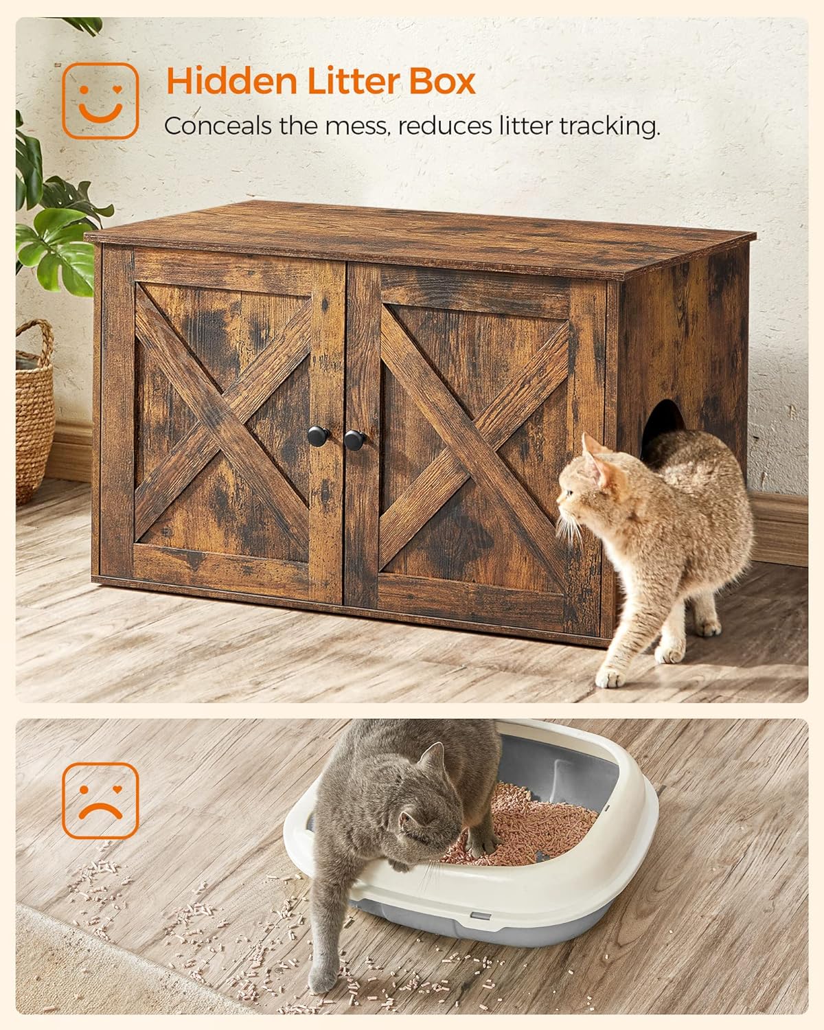 Feandrea Cat Litter Box Enclosure, End Table, 31.5 x 20.9 x 19.7 Inches