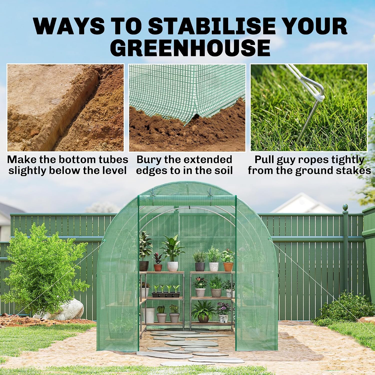 Outsunny 15' x 7' x 7' Walk-in Tunnel Greenhouse Large Steel Frame White