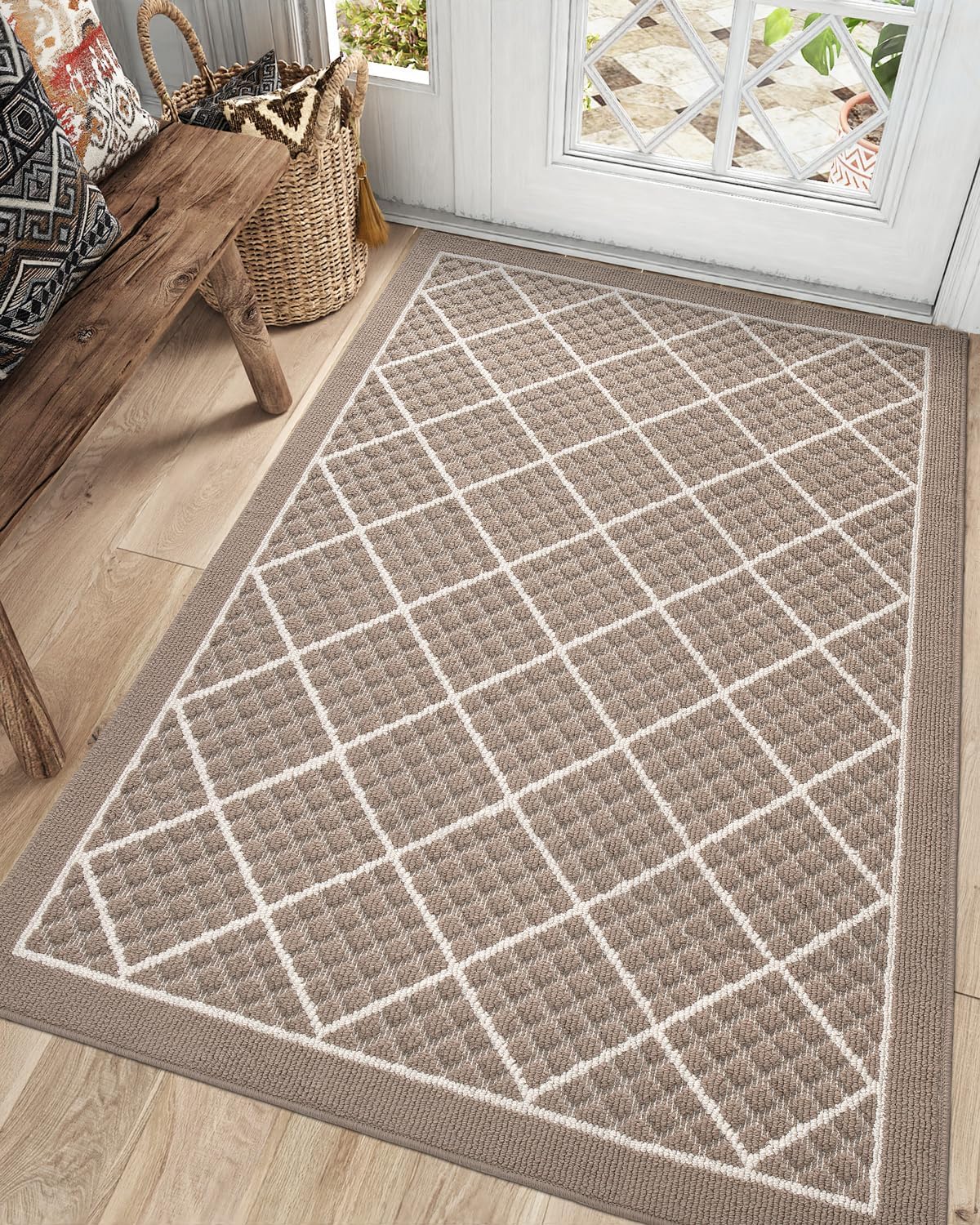 DEXI Front Door Mat Indoor Entryway 24x36 Inside Entrance Doormat Green