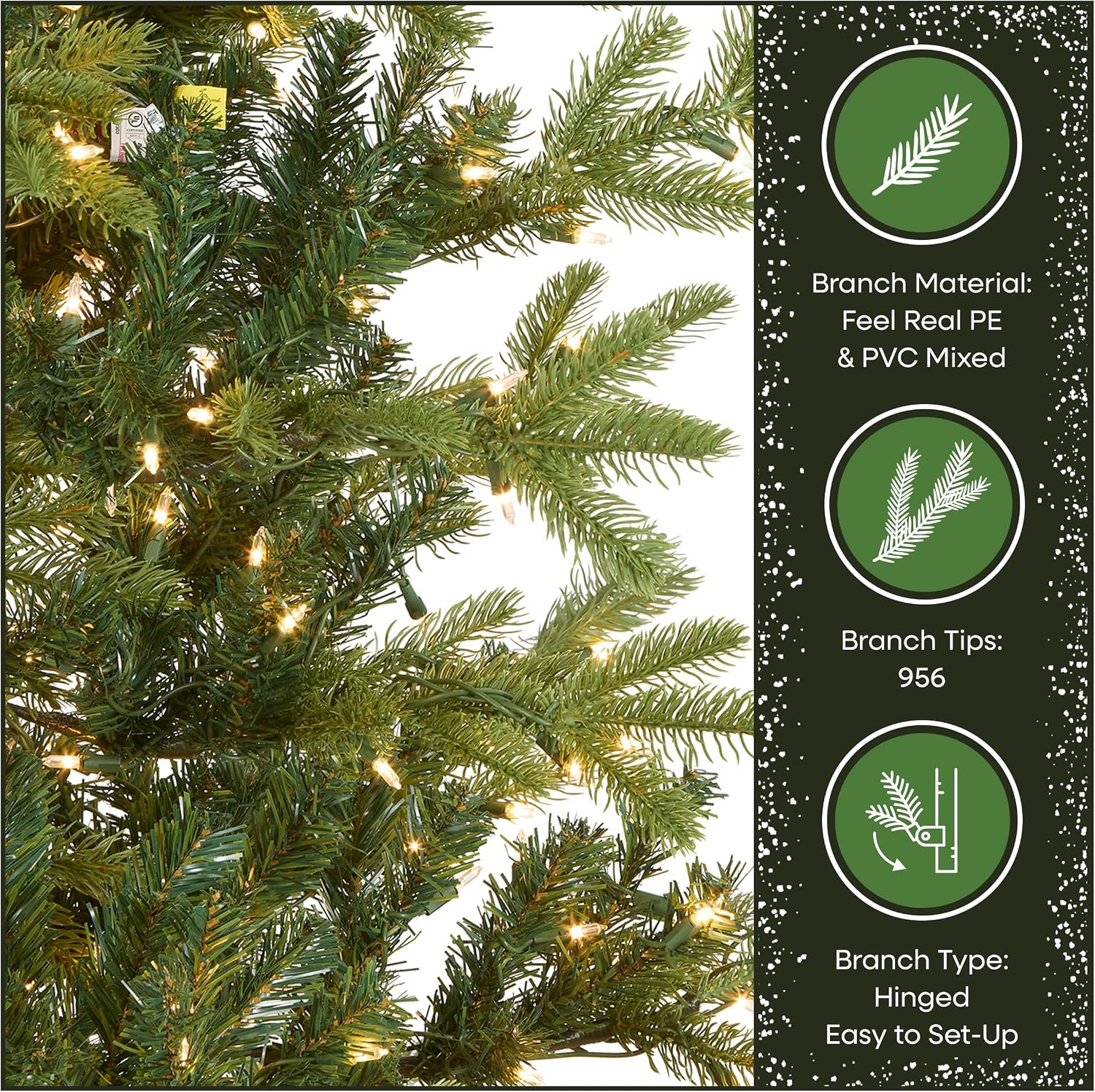 National Tree Company 'Feel Real' Pre-lit Artificial Christmas Tree | Includes Pre-strung White Lights and Stand | Norwegian Spruce - 7.5 ft | 750 Clear Lights, 1,325 Tips, Includes Stand, Artificial, Green
