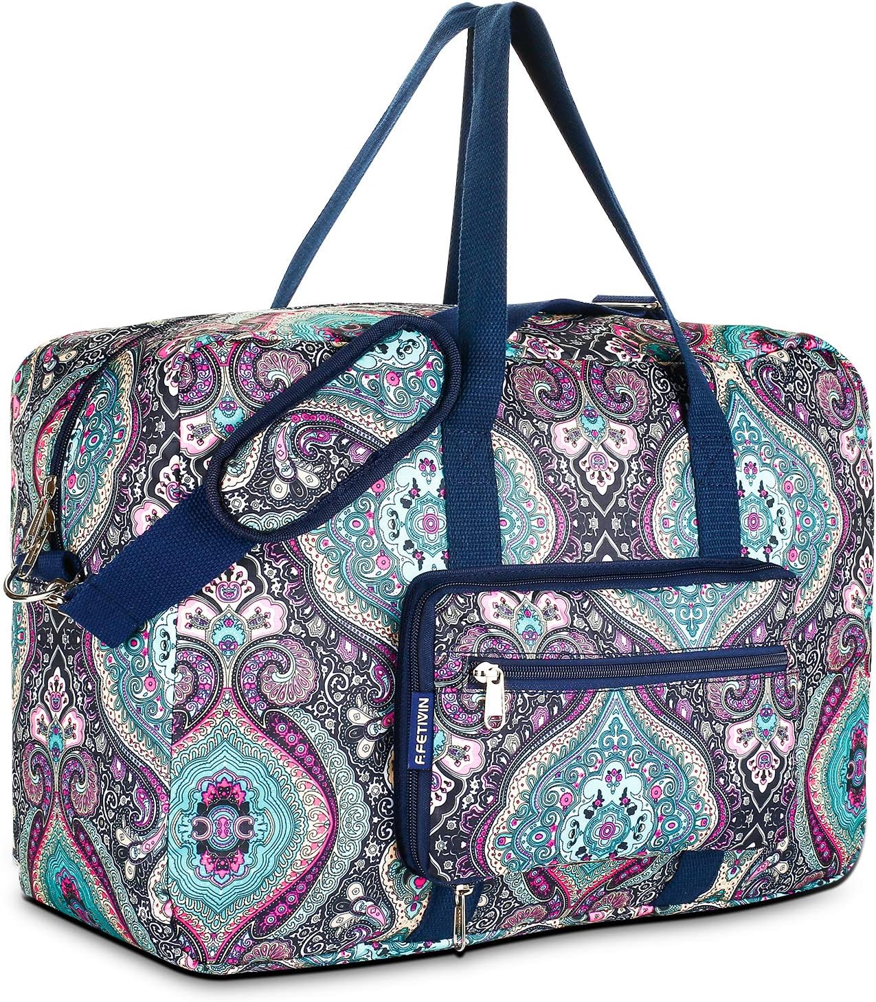 Travel Foldable Waterproof Duffel Bag - Lightweight Carry on Luggage Tote Duffel Bag(Black Floral)