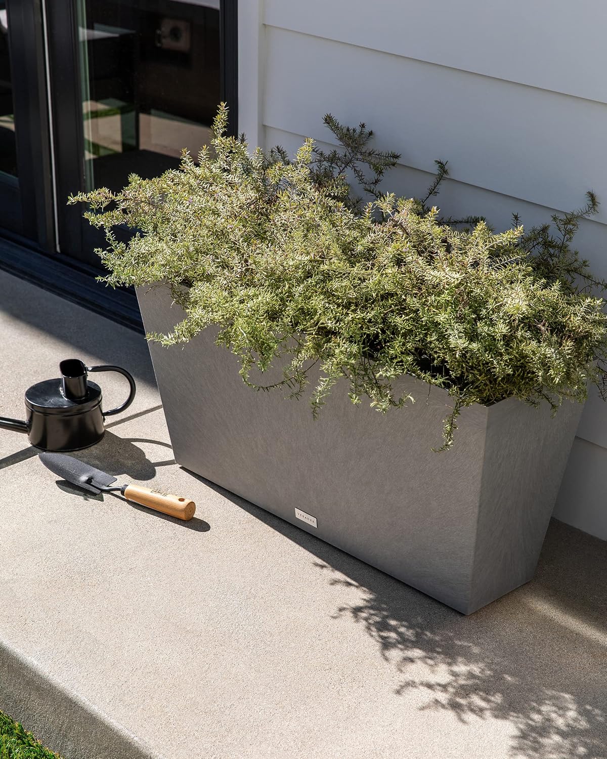 Veradek Pure Series Midori Planter - Wide Outdoor Planter | Made From Durable Plastic With Pre-Drilled Drainage Holes. Modern Porch/Patio Décor for Plants, Flowers and Herbs