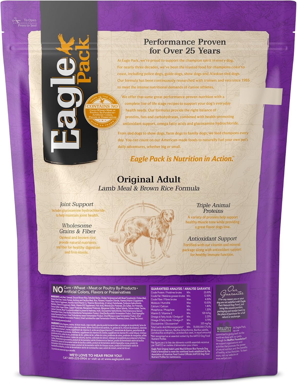 Eagle Pack Natural Dry Dog Food, Lamb & Rice, 30-Pound Bag