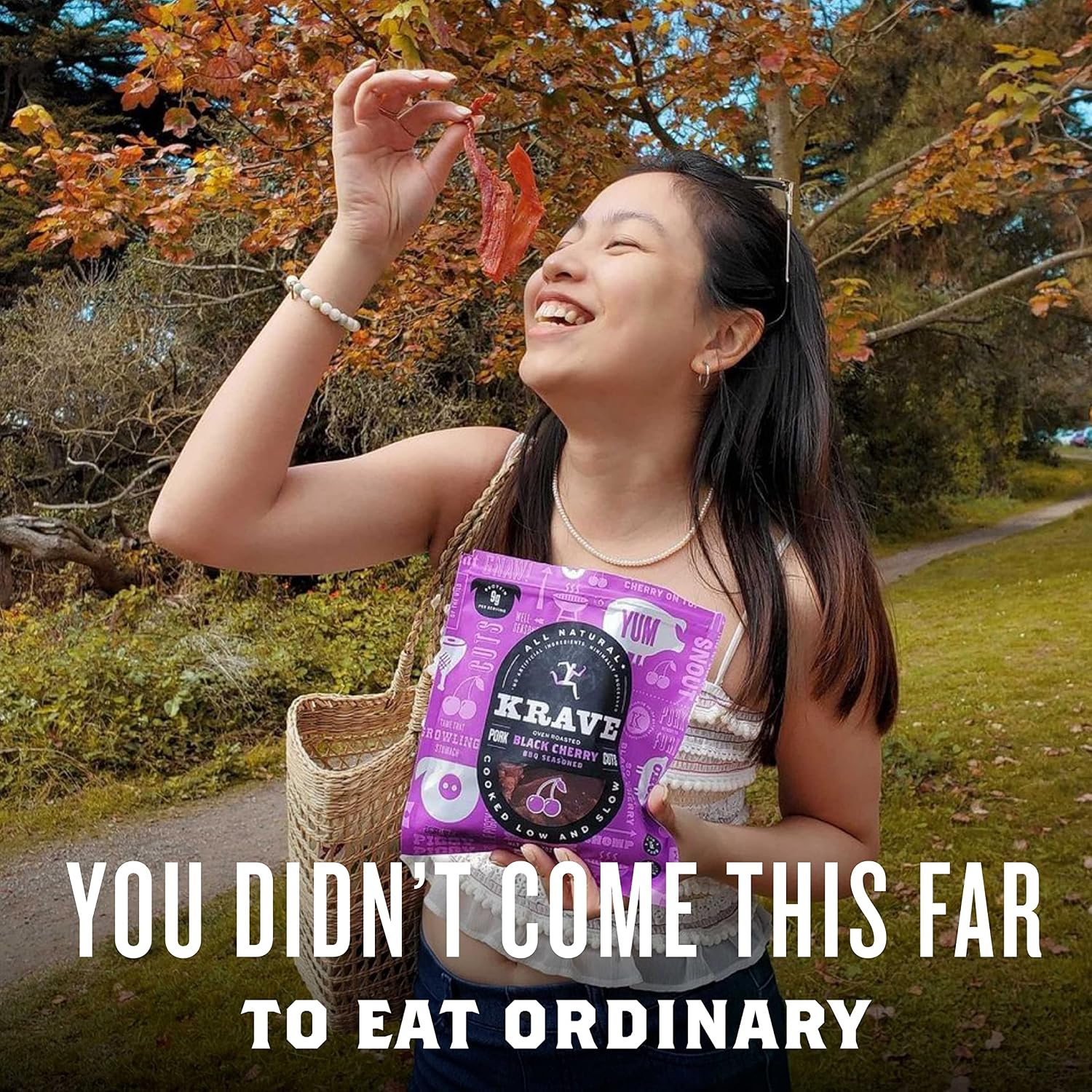 KRAVE All Natural Pork Jerky, Black Cherry BBQ - Protein Packed Snacks Roasted for Maximum Flavor - Premium Tender Meat Cuts - Gluten Free - 2.7 Ounce
