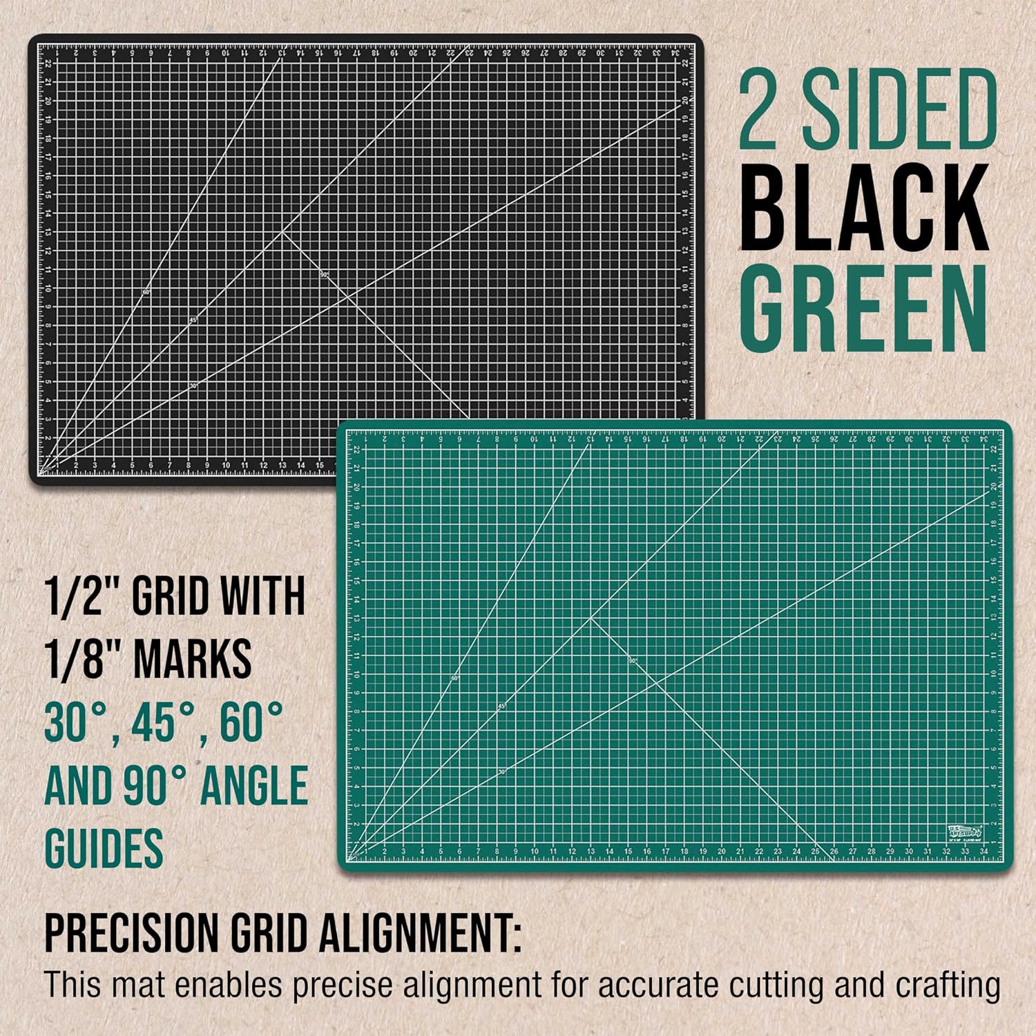 U.S. Art Supply 24" x 36" Self-Healing Cutting Mat 5-Ply - Double-Sided White/Blue Craft Mat, Non-Slip Cutting Mats for Crafts, Sewing, Quilting, Scrapbooking | Double-Sided White/Blue Craft Mat, Non-Slip Cutting Mats for Crafts, Sewing, Quilting, Scrapb…