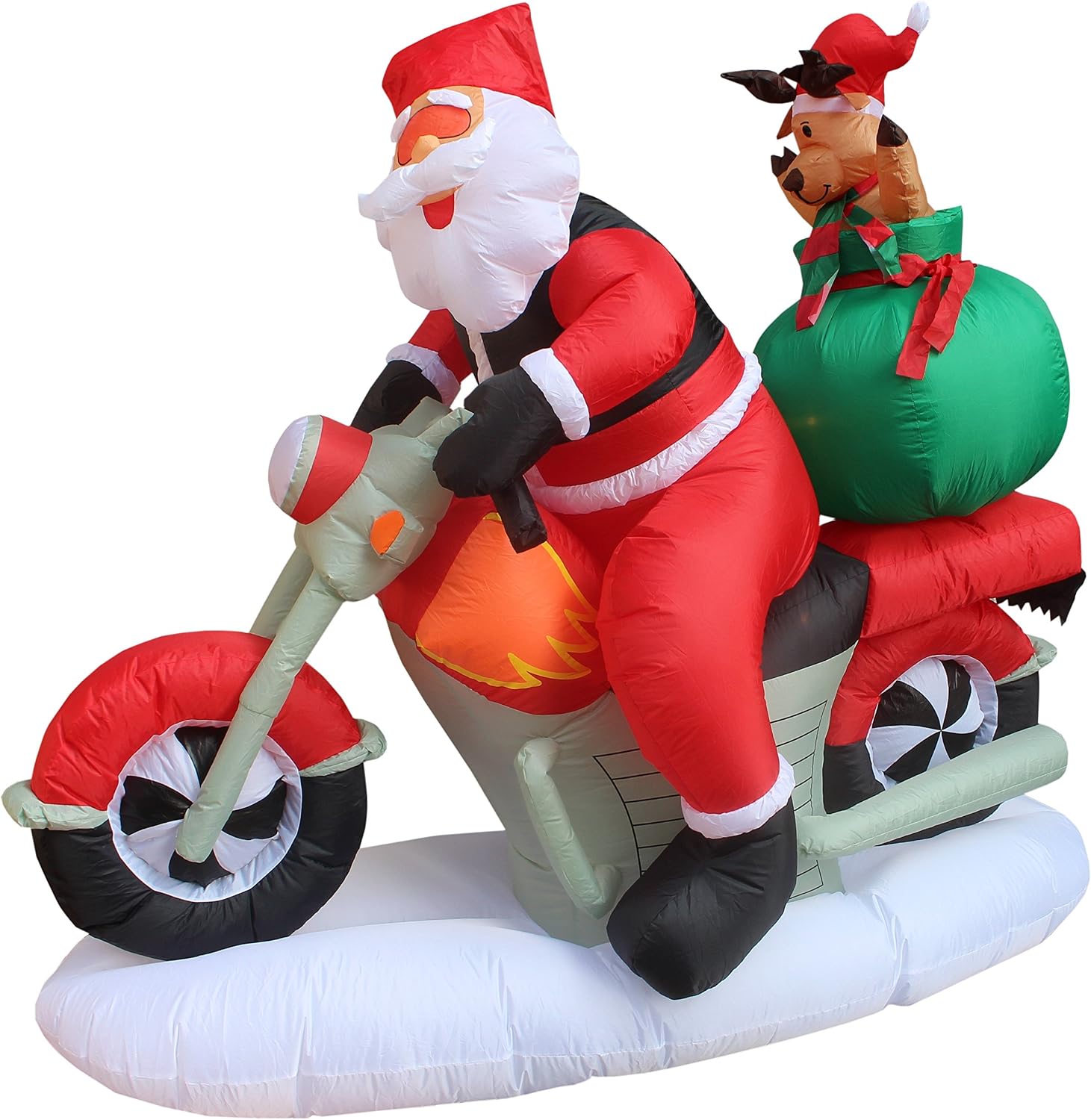 6 FT Outdoor Christmas Inflatable Santa Claus & Reindeer on Motorcycle | Durable, Heavy-Duty Weather-Resistant, Built-in Lights, External Blower
