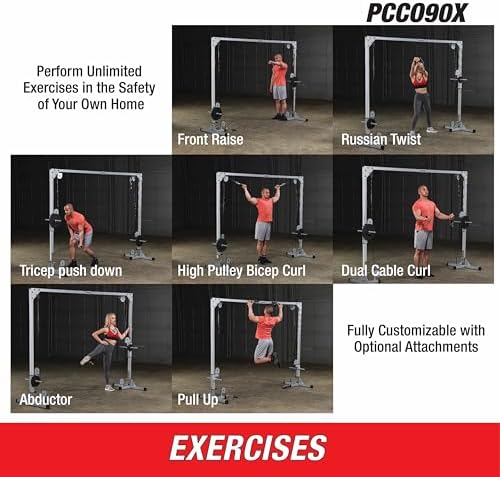 Body-Solid Best Fitness Functional Trainer Cable Machine, Full Body Workout Weight Stacks, Chest and Shoulder Exercise Home Gym LAT Pulldown Machines with 190lb Weights Stack