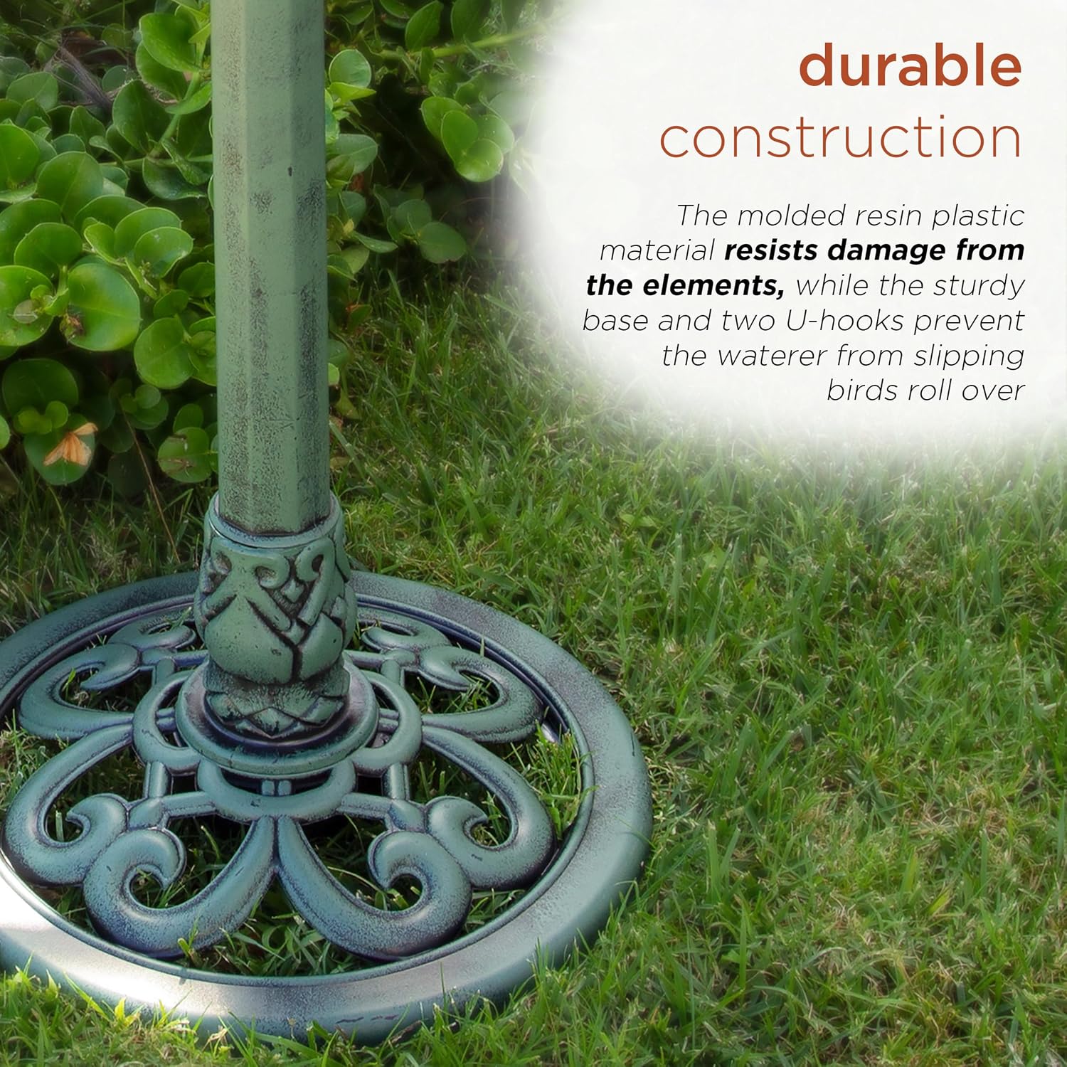 Alpine Corporation 33" Tall Outdoor Lotus Birdbath Yard Statue, Stunning Garden Accent to Attract Birds - Durable Polypropylene Construction for Patio, Deck, or Yard, Green