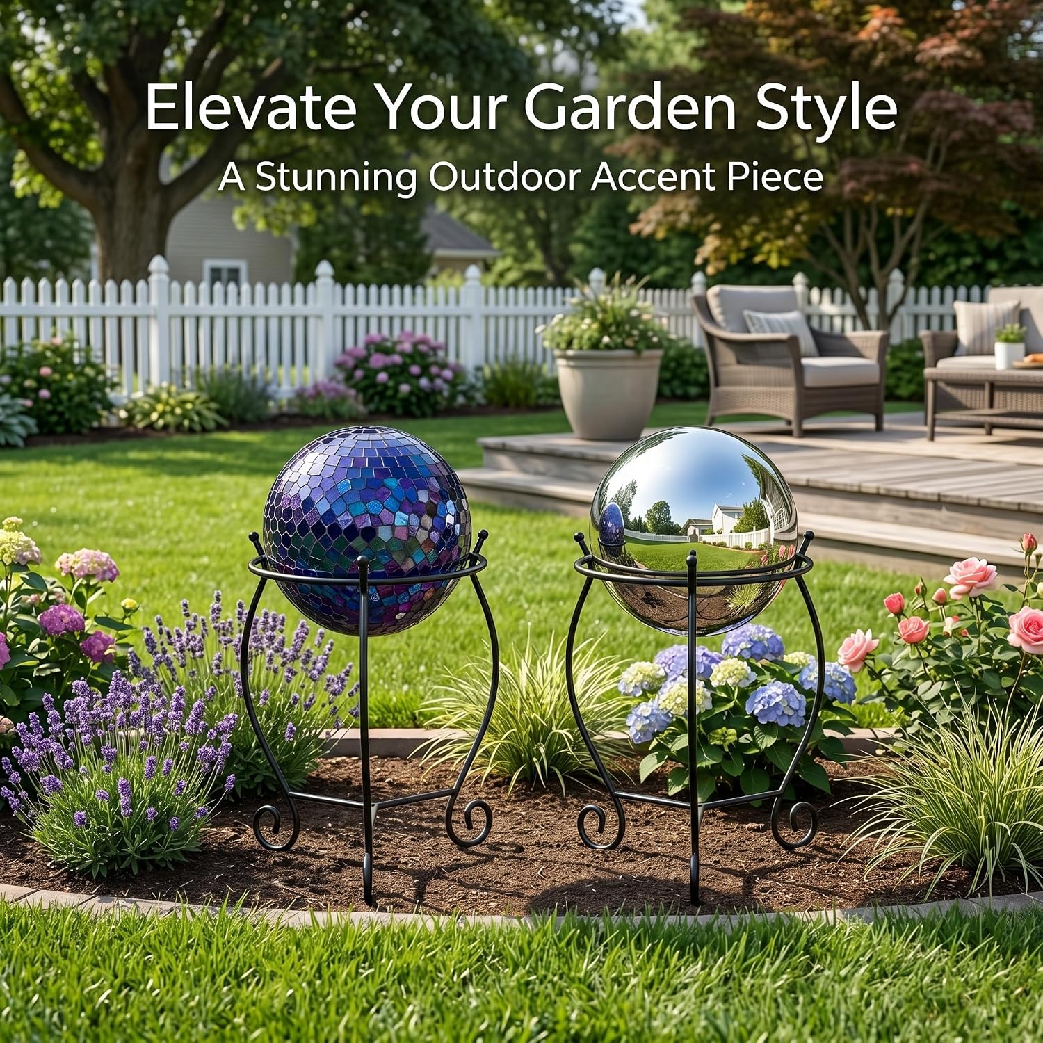 Topadorn Gazing Ball Stand for 10 /12 Inch Garden Globe with Butterfly | Metal Garden Globe Stand with Butterfly Design, Outdoor Weather Resistant Decorative Holder for Yard Patio Lawn