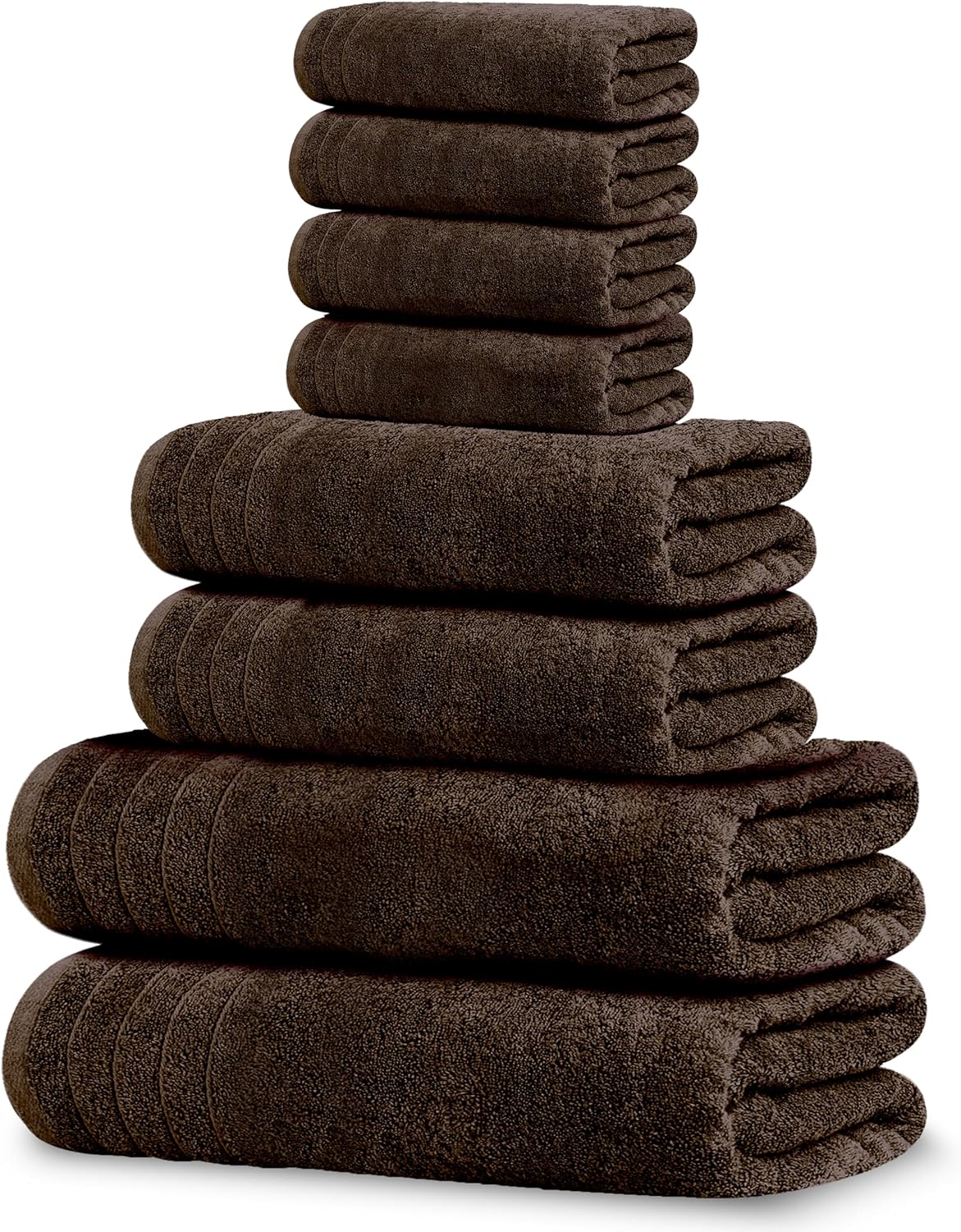 Tens Towels 8 Piece Towel Set, 2 XL Bath, 2 Hand, 4 Washcloth, Dark Grey