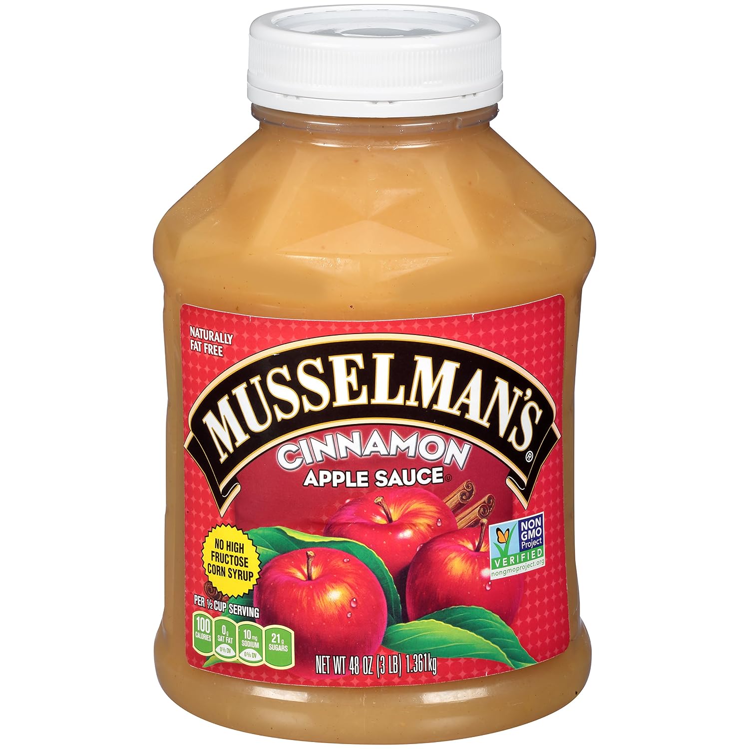 Musselman's Unsweetened Apple Sauce - low calorie, gluten free snack, low sodium, kosher, fat-free, no cholesterol, no high fructuse corn syrup, from 100% fresh American Grown Apples. (48oz x 8)