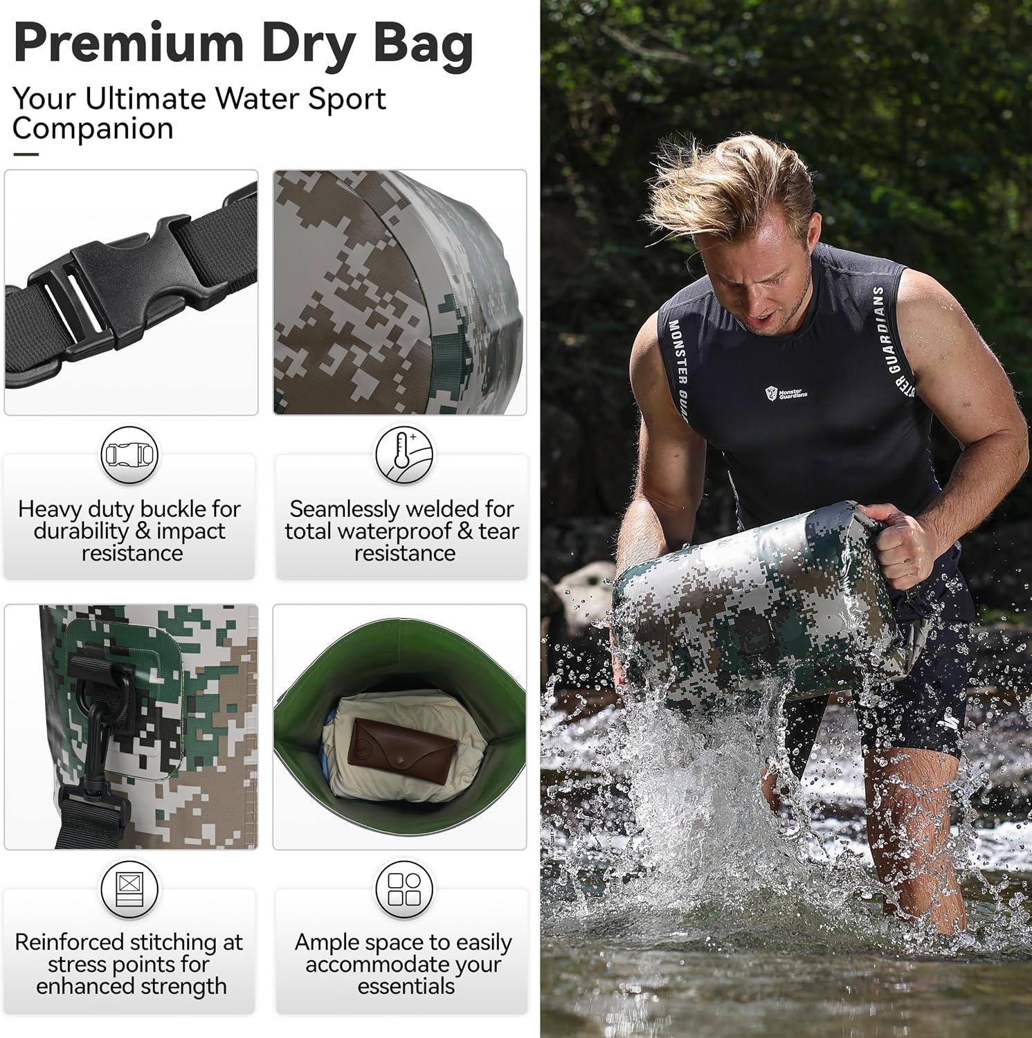 MARCHWAY Floating Waterproof Dry Bag Backpack 5L/10L/20L/30L/40L, Roll Top Sack Keeps Gear Dry for Kayaking, Rafting, Boating, Swimming, Camping, Hiking, Beach, Fishing