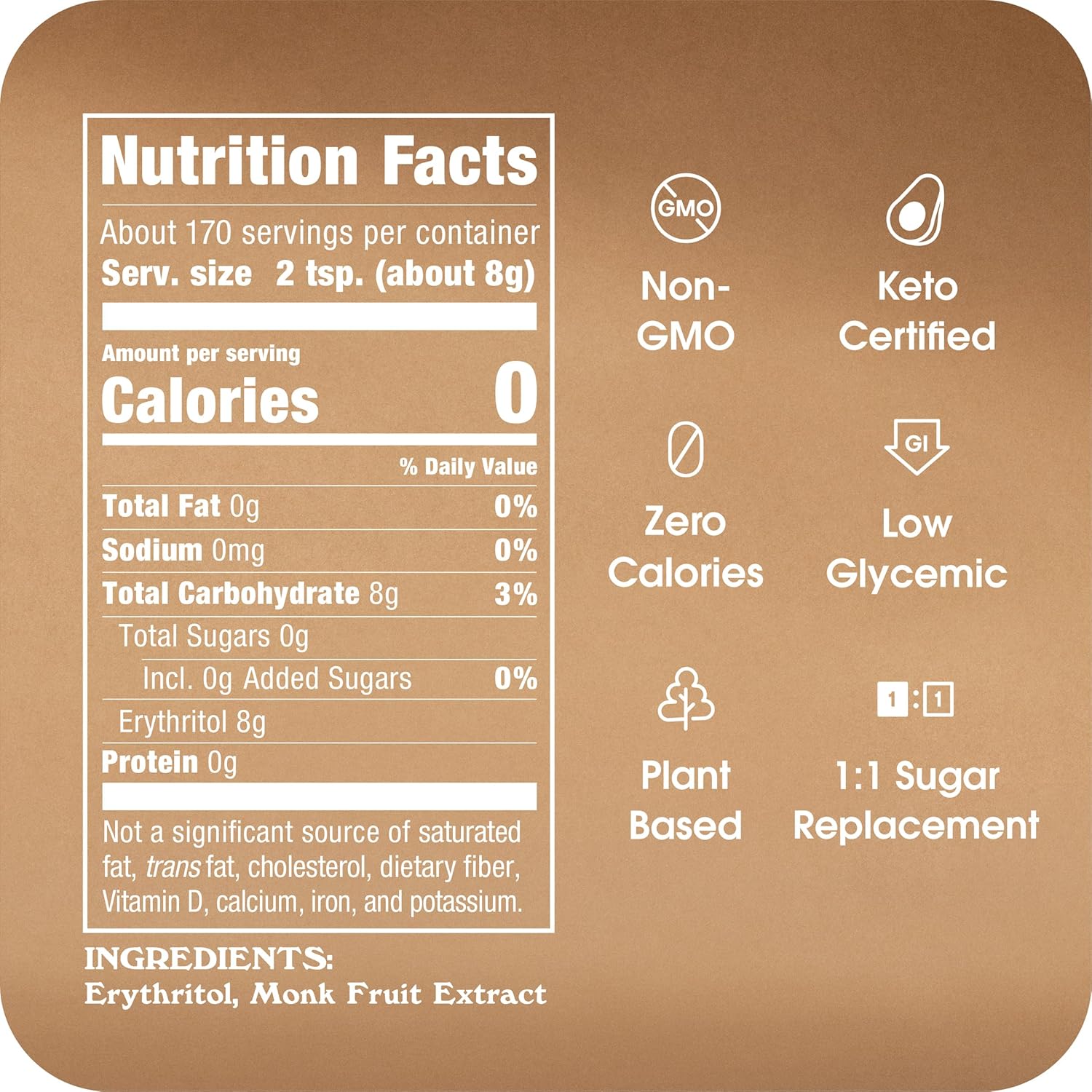 Monk Fruit In The Raw, Sweetener Bag, 1 LB