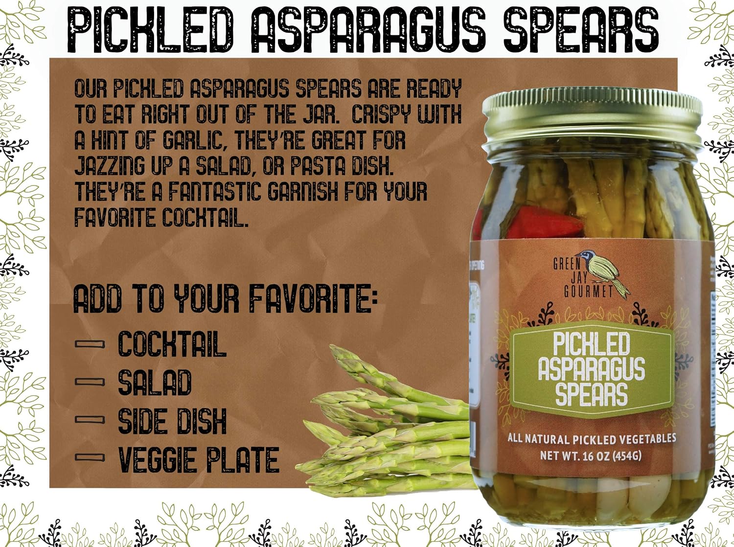 Green Jay Gourmet Marinated Mushrooms in a Jar - Fresh Hand Jarred Vegetables for Cooking & Pantry – Home Grown Pre-Prepared Pickled Marinated