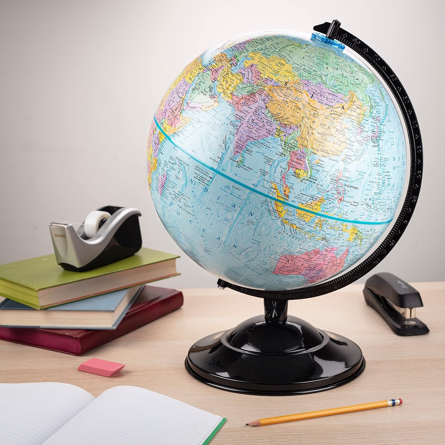 Replogle Globe - Educational Raised Political Relief & Mountains Ranges, Showcases Ocean Currents with 2023 Country Lines - Perfect for a Classroom