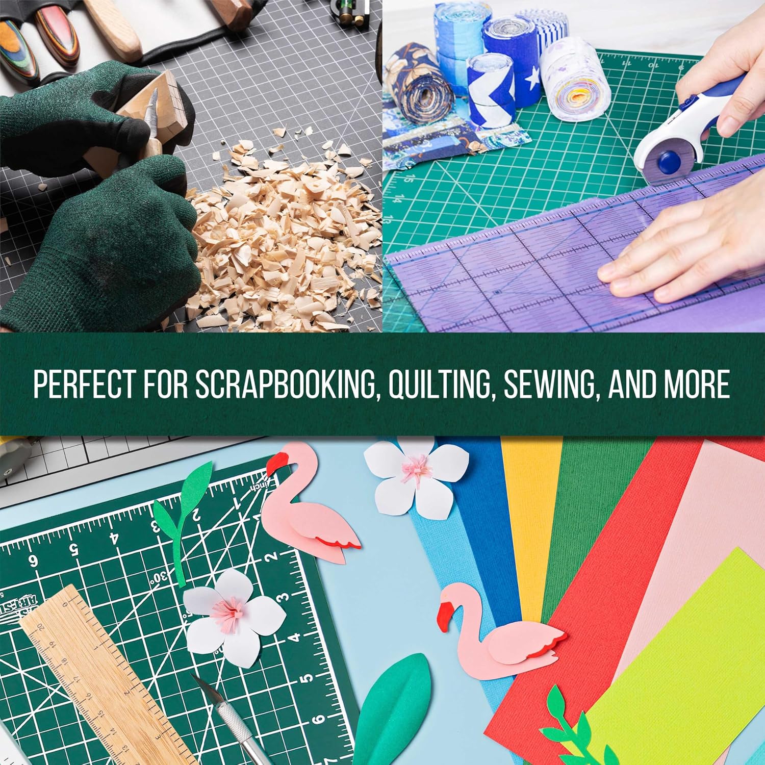 U.S. Art Supply 18" x 24" Self-Healing Cutting Mat 5-Ply - Double-Sided Green/Black Craft Mat, Non-Slip Cutting Mats for Crafts, Sewing, Quilting, Scrapbooking | Double-Sided Green/Black Craft Mat, Non-Slip Cutting Mats for Crafts, Sewing, Quilting, Scra…