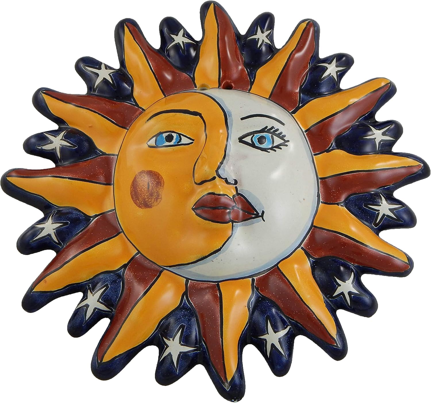 Mexican Talavera Ceramic Sun Face Wall Decor Hanging Pottery Folk Art # 23