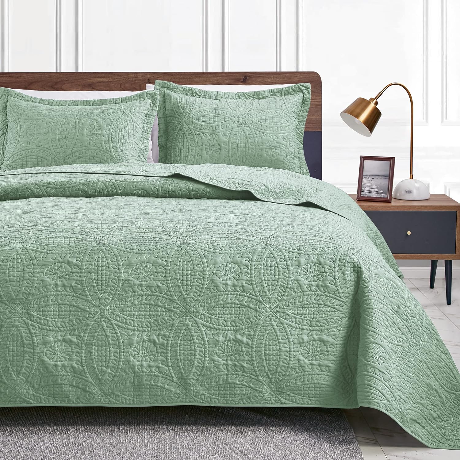 Love's cabin Quilts for Queen Bed Blue Bedspreads - Soft Bed Summer Lightweight Bedspread Comforter - Modern Style Coin Pattern Coverlet for All