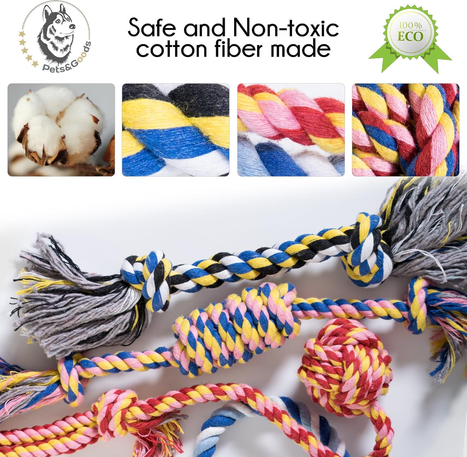 Pets&Goods Dog Rope Chew Toys – 5-Pack Durable Cotton Tug Toys for Puppies & Small/Medium Dogs – Dental Cleaning, Teething Relief