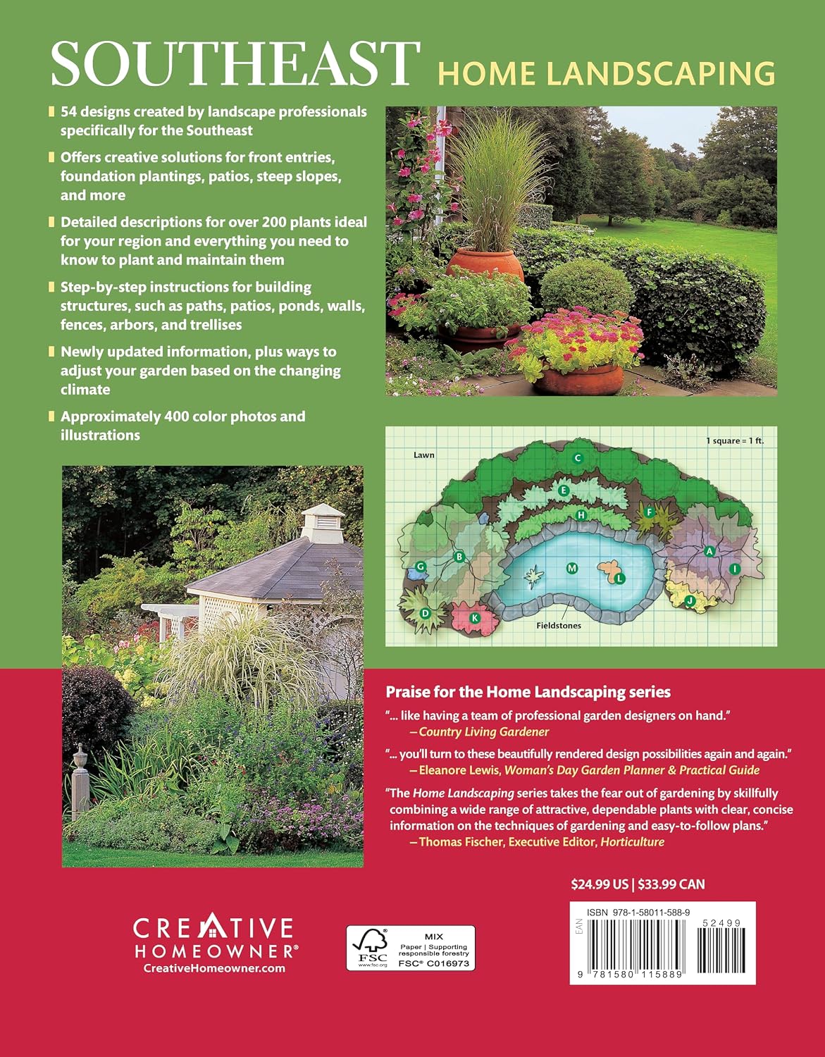 Southeast Home Landscaping, Fourth Edition: 54 Landscape Designs with 200+ Plants & Flowers for Your Region (Creative Homeowner) Plans, Ideas